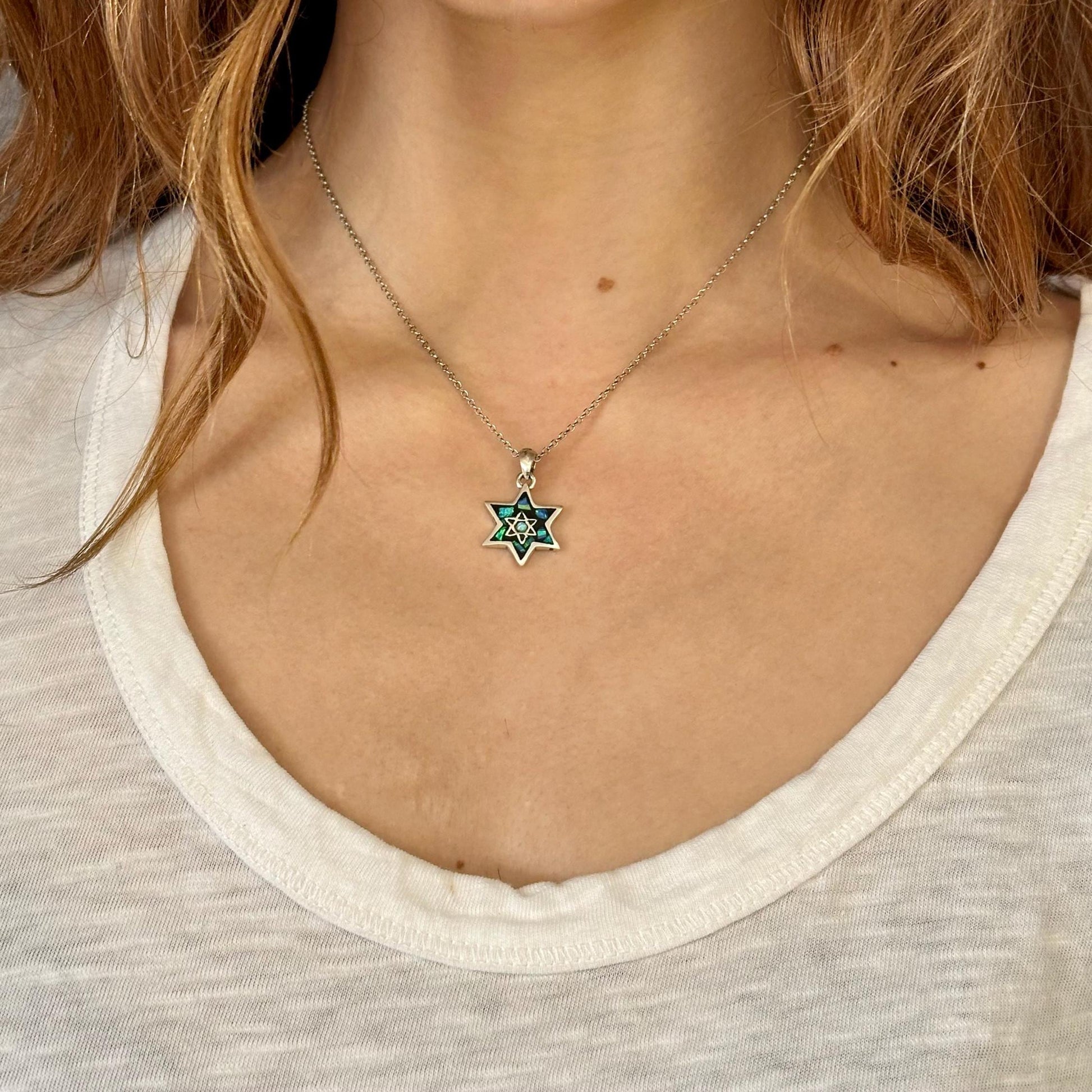 Double Sided Opal Star of David/Menorah Necklace