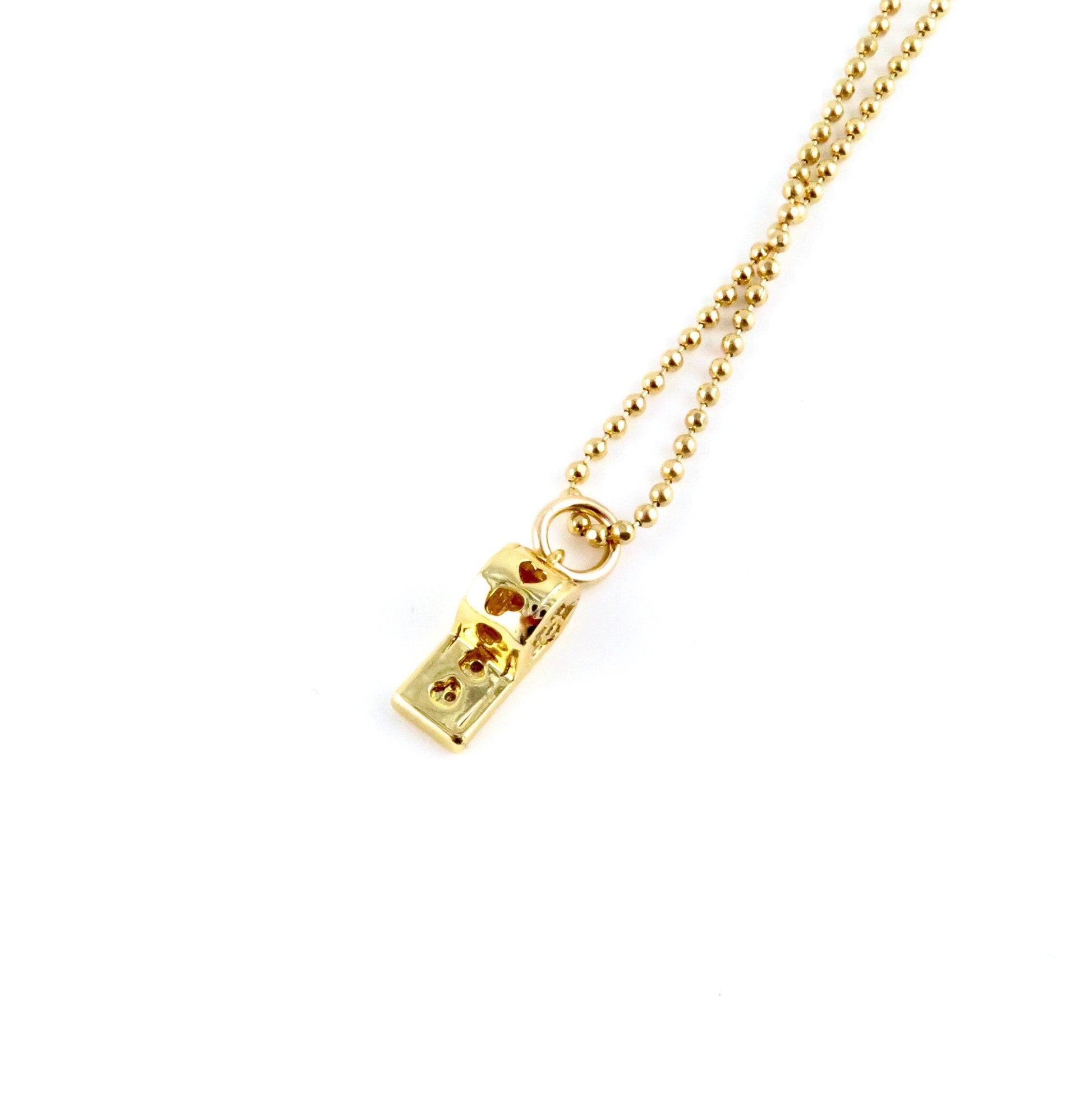 Gold Whistle Necklace | Gold CZ Whistle Pendant | Sparkly Whistle Necklace | CZ Whistle Charm Necklace |