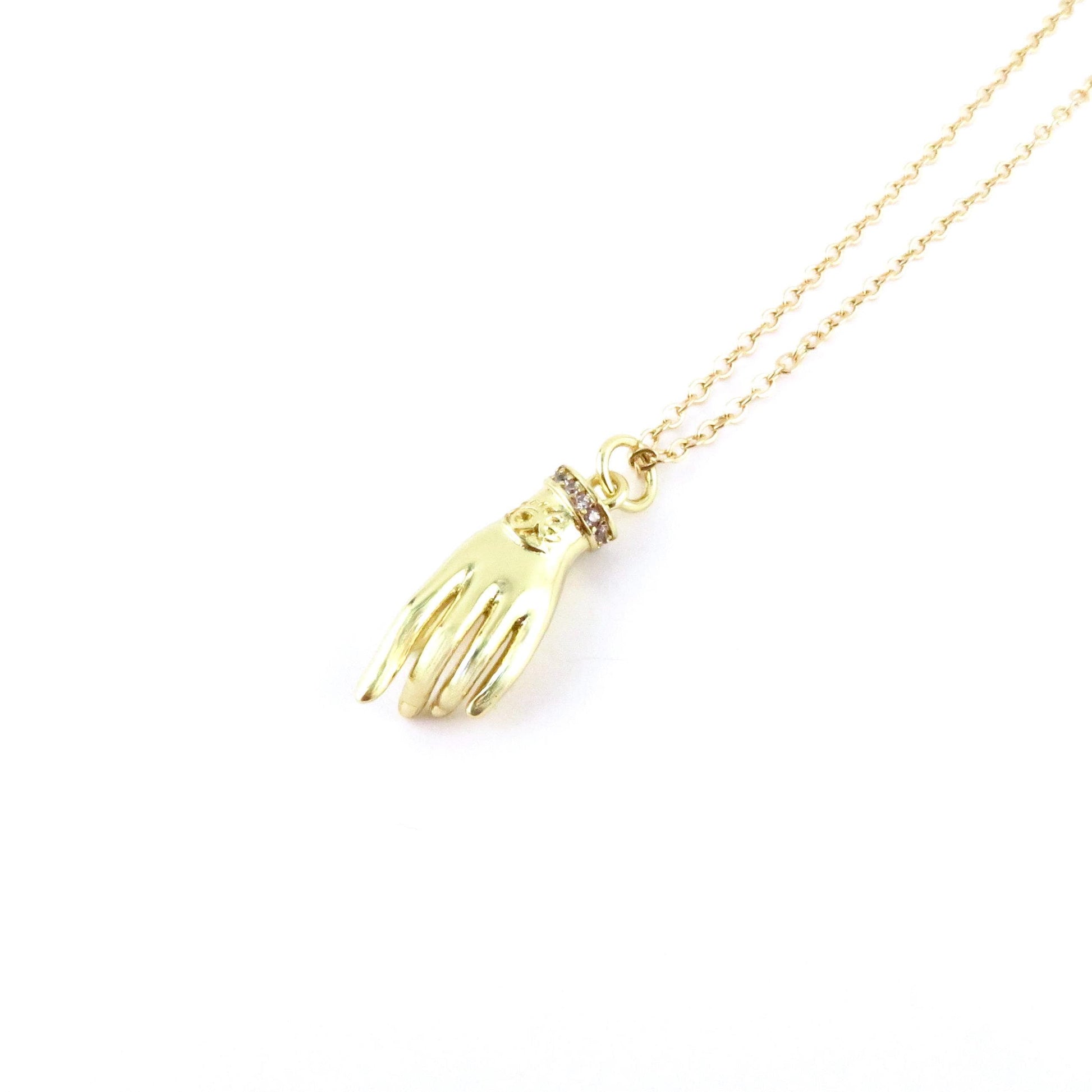 Gold Hand Necklace | Gold filled CZ Hand Necklace | Hand Eye Necklace | Gold Sparkly Hand Pendant | Minimal Hand of God Necklace