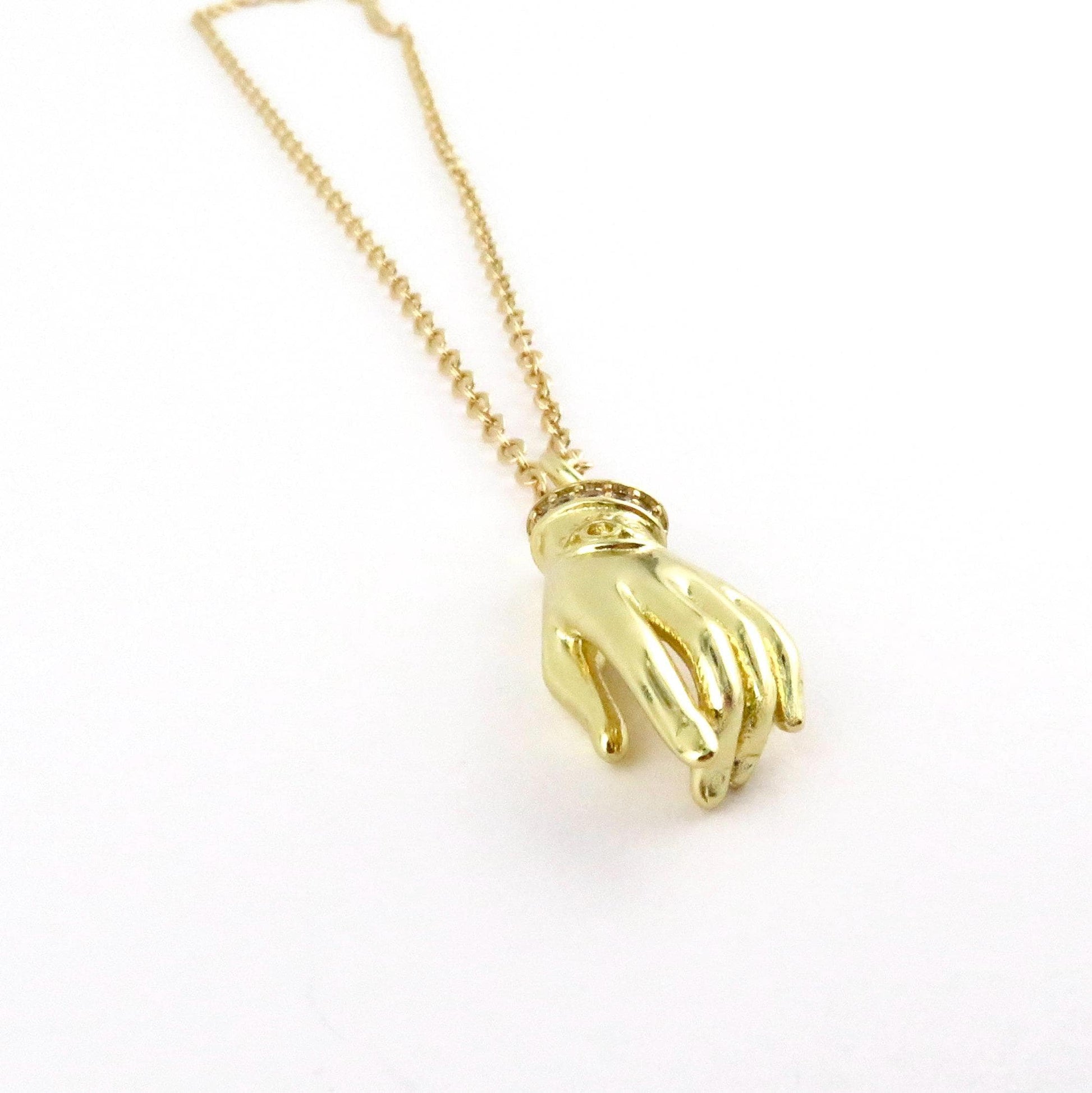 Gold Hand Necklace | Gold filled CZ Hand Necklace | Hand Eye Necklace | Gold Sparkly Hand Pendant | Minimal Hand of God Necklace