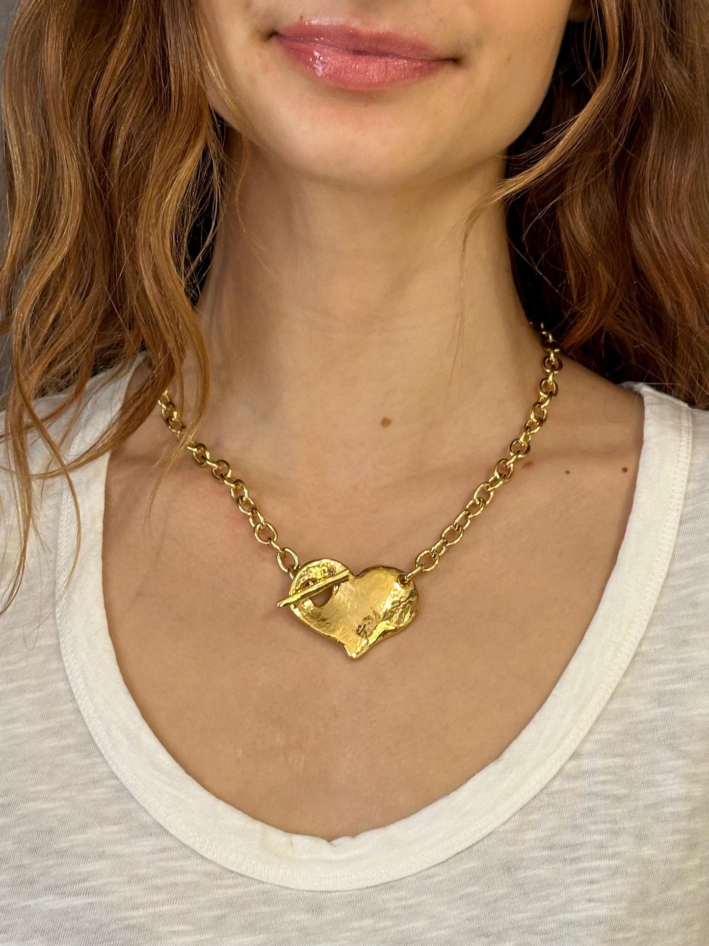 Gold Heart in Front Necklace
