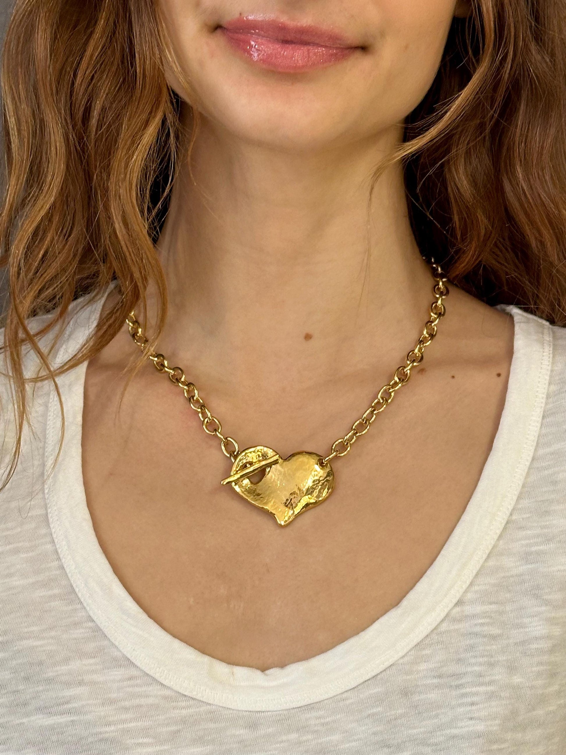 Gold Heart in Front Necklace