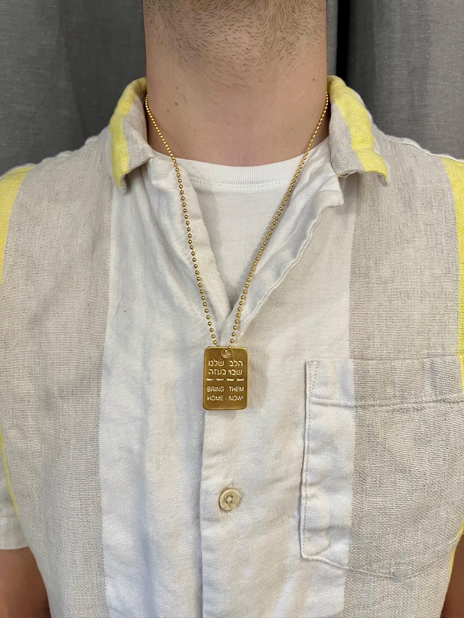 Gold Bring Them Home Dog Tag Necklace