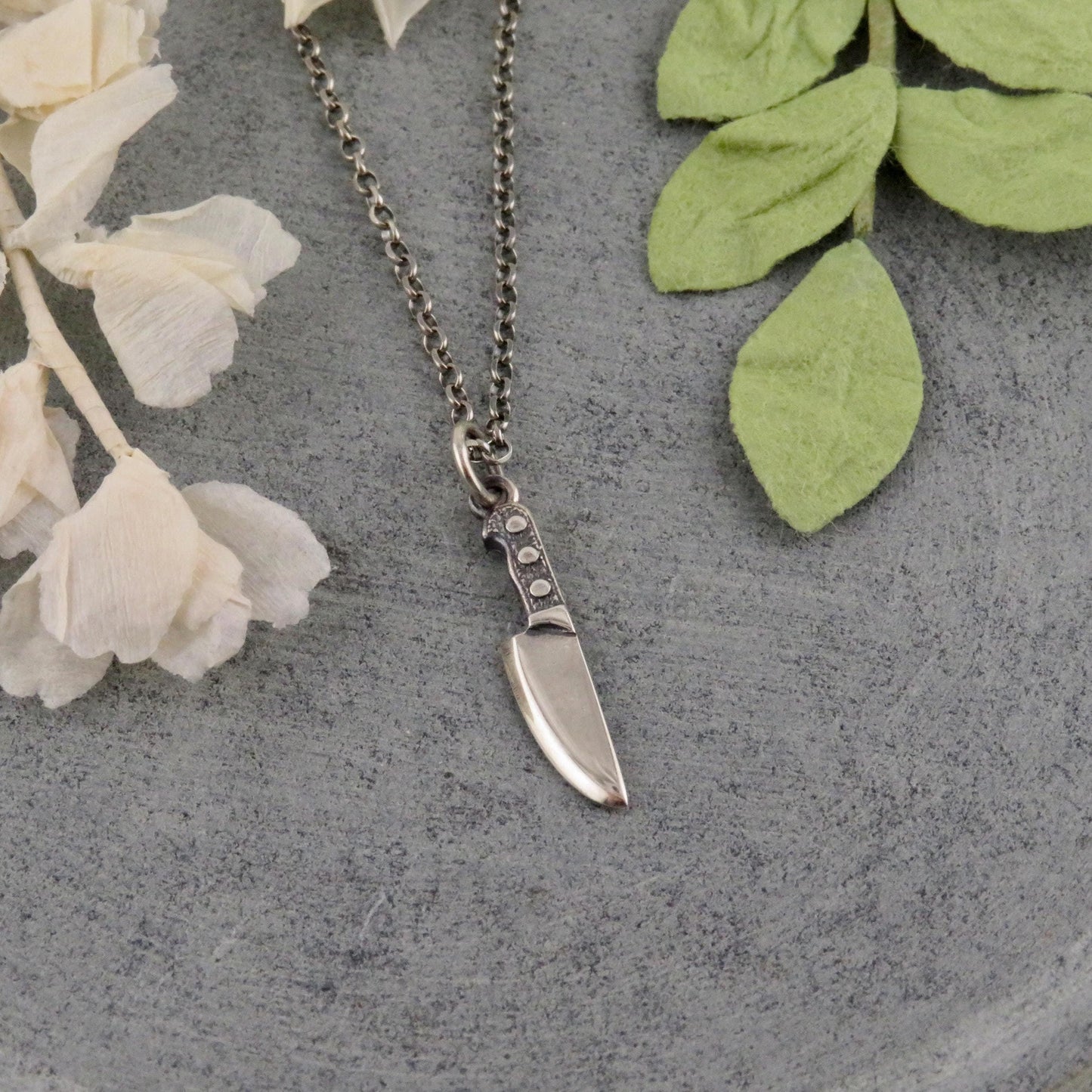 Silver Knife Necklace | Mini Knife Charm Necklace | Small Knife Pendant | Sterling Chef Knife Necklace | Chef Gift | Gift for Cook