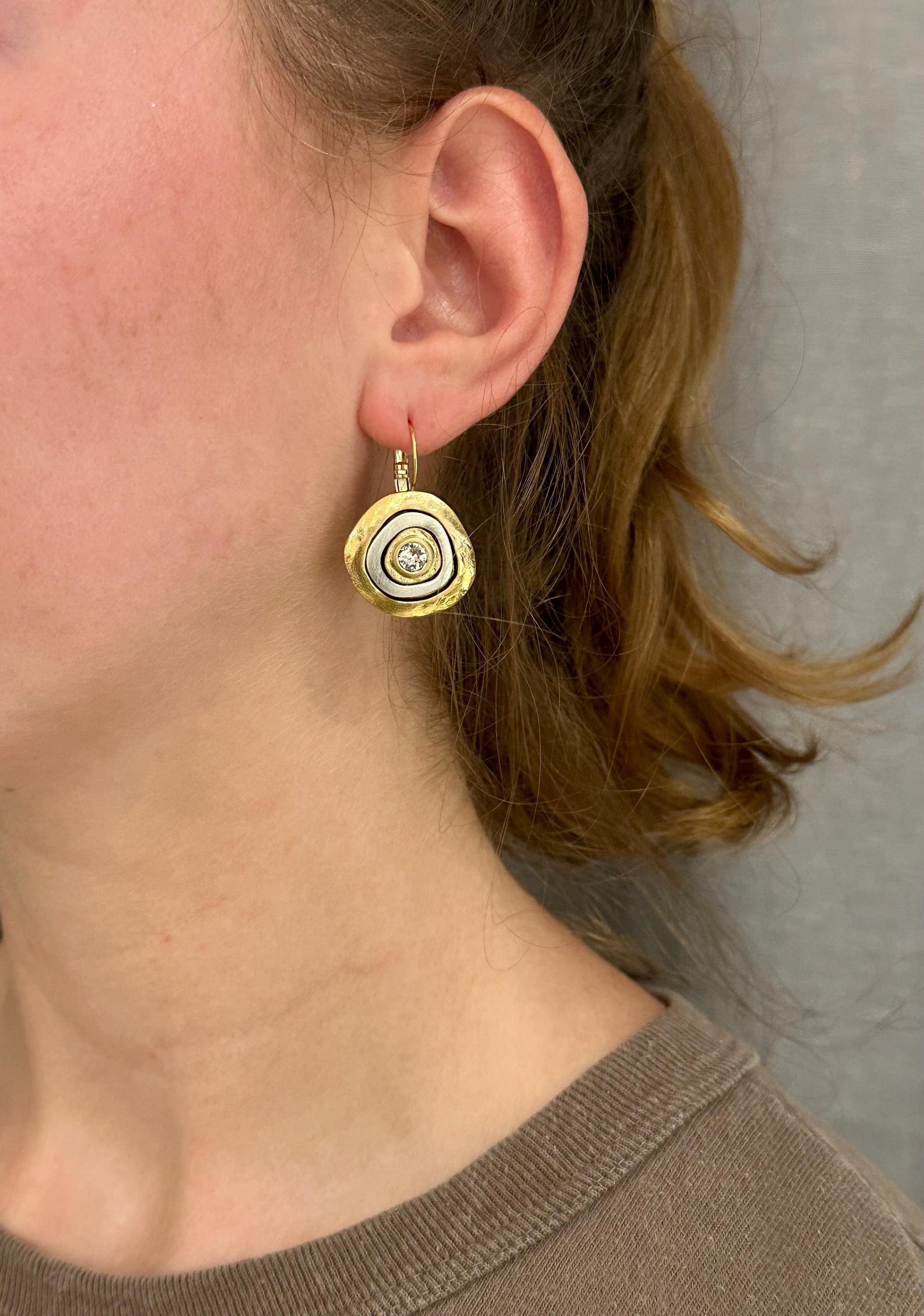 Two Tone Earrings | Gold Silver Earrings | Mixed Metal Earrings | Two Toned Sparkle Earrings | Two Tone Hoops | Unique Gold Hoop Earrings