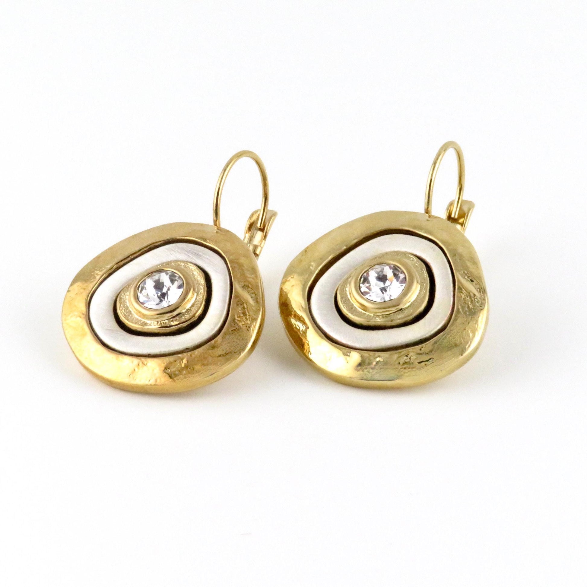 Two Tone Earrings | Gold Silver Earrings | Mixed Metal Earrings | Two Toned Sparkle Earrings | Two Tone Hoops | Unique Gold Hoop Earrings