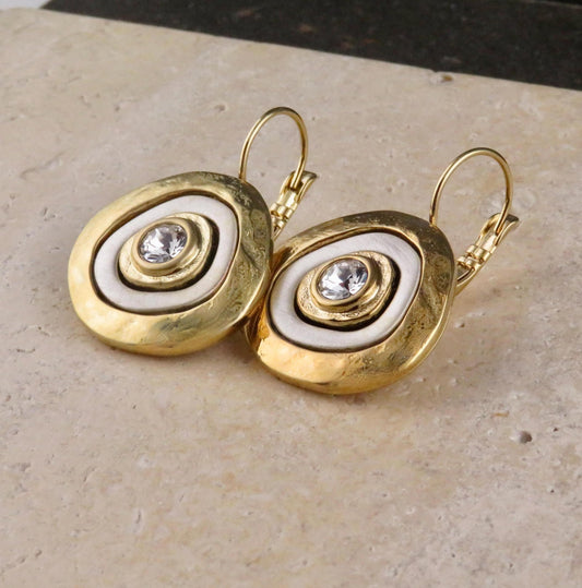 Two Tone Earrings | Gold Silver Earrings | Mixed Metal Earrings | Two Toned Sparkle Earrings | Two Tone Hoops | Unique Gold Hoop Earrings