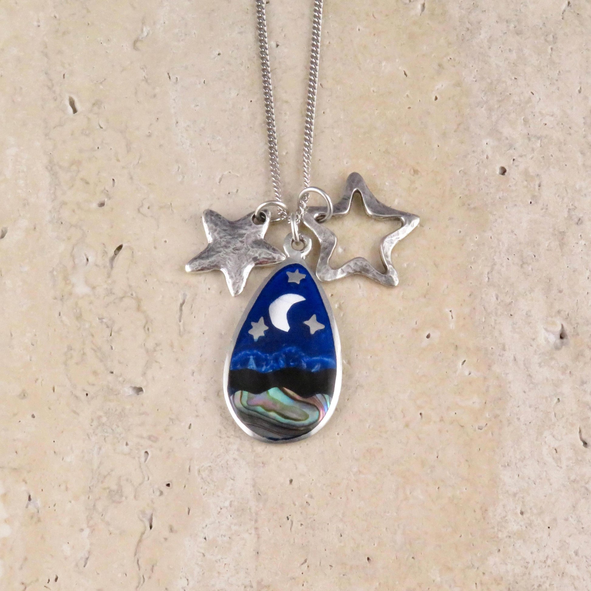 Abalone Night Sky & Stars Necklace