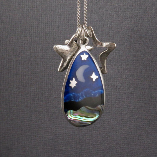 Abalone Night Sky & Stars Necklace