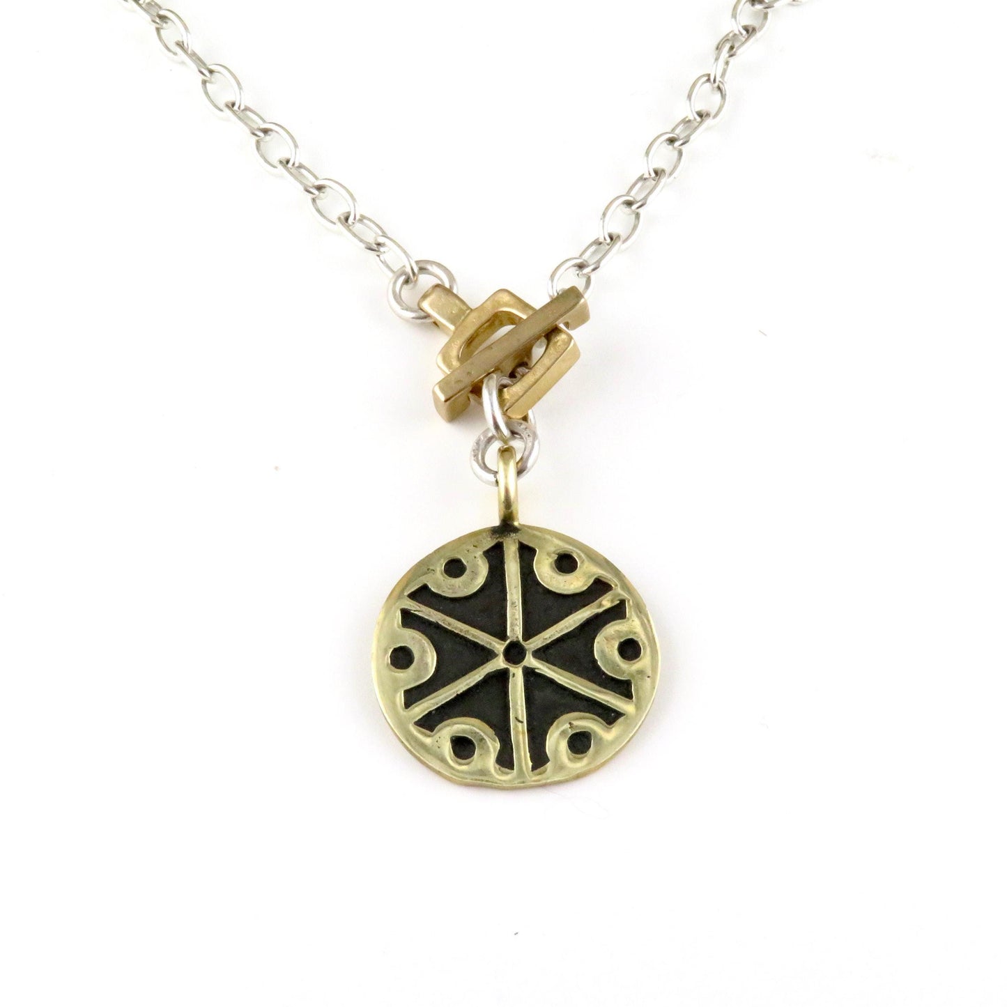 Geometric Bronze Front Toggle Necklace