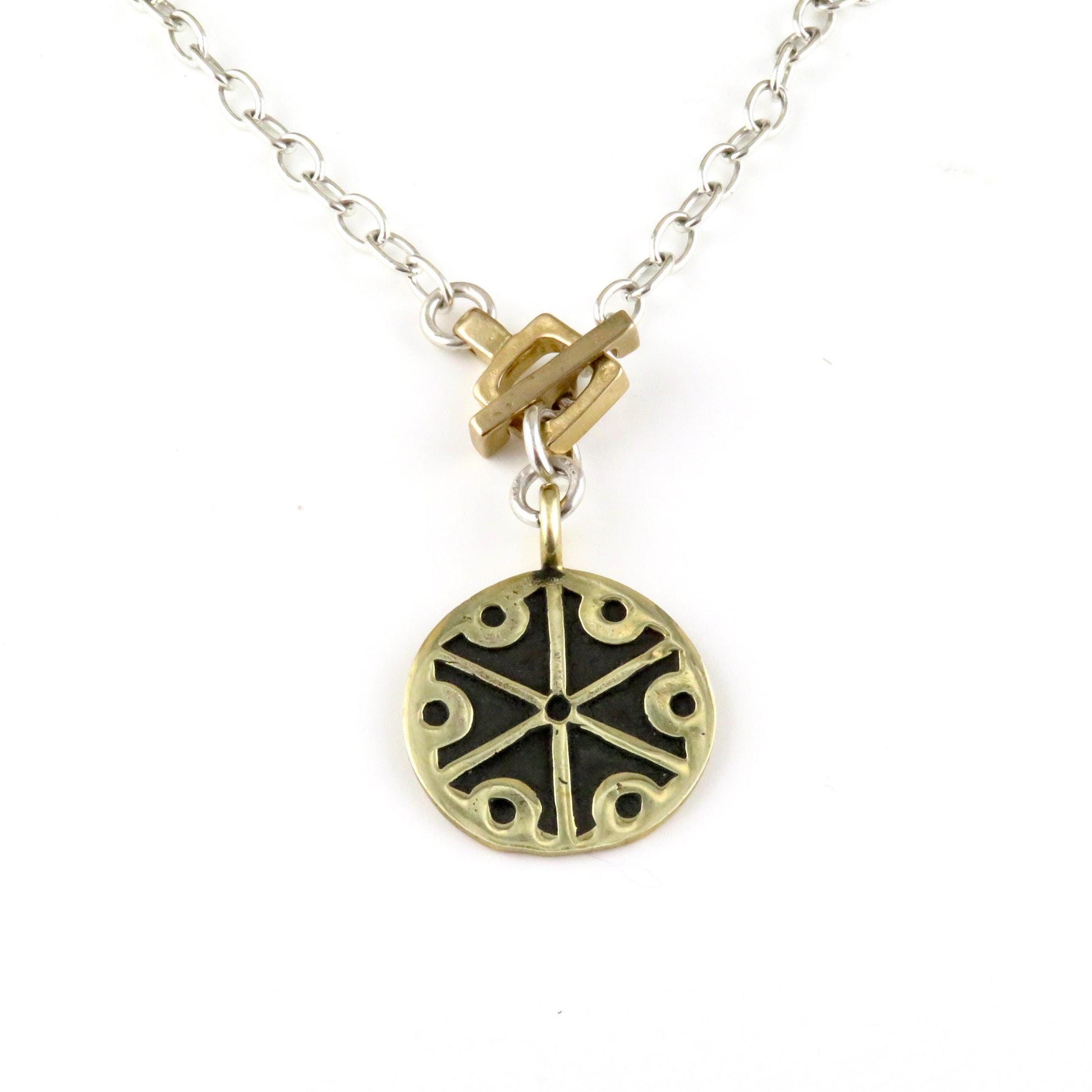 Geometric Bronze Front Toggle Necklace