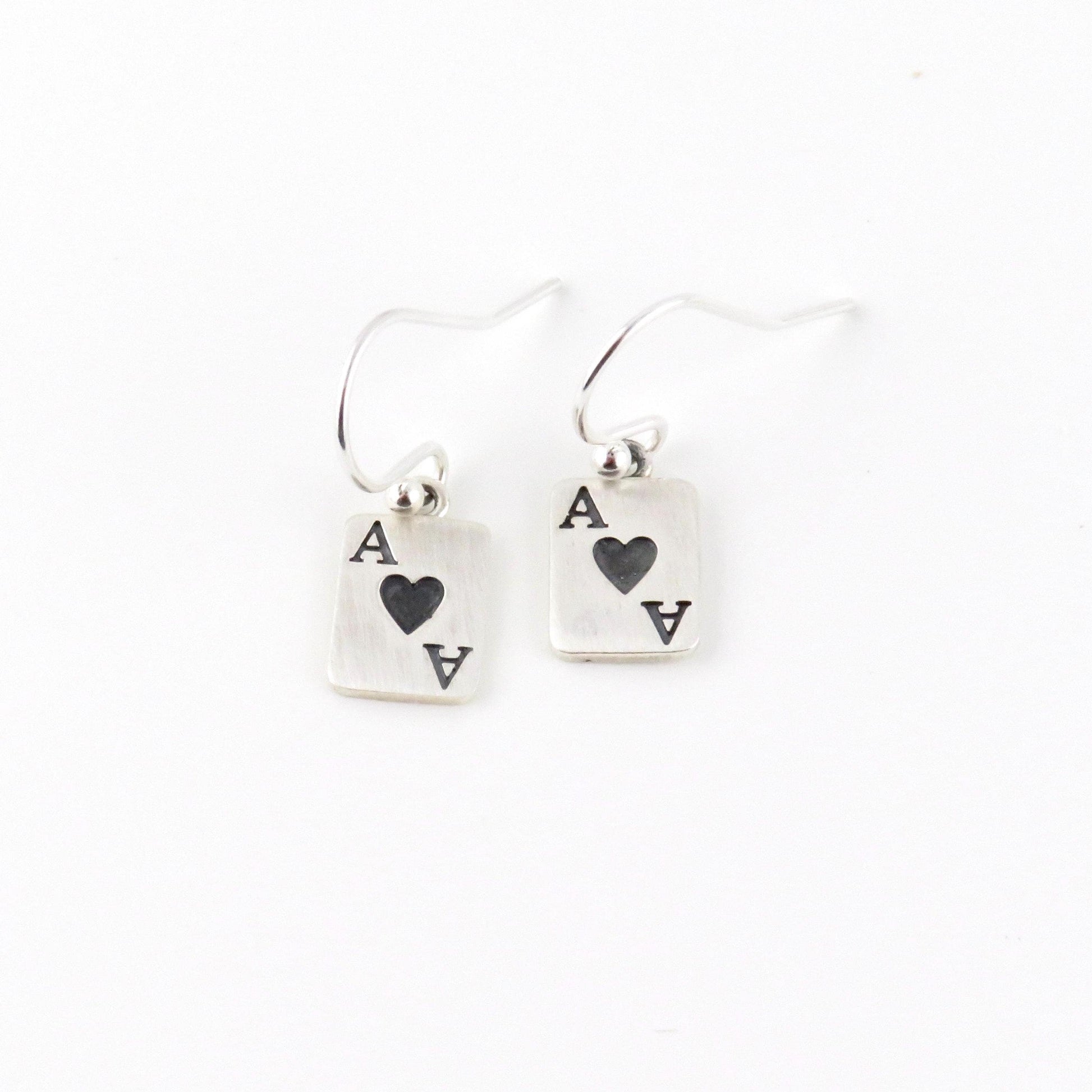 Ace of Hearts Earrings | Sterling Ace Card Earrings | Silver Ace of Hearts Earrings | Lucky Ace Earrings | Sterling Ace of Hearts Earrings