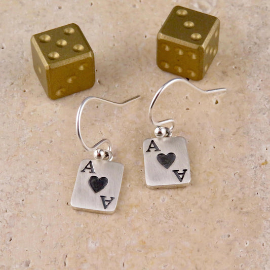 Ace of Hearts Earrings | Sterling Ace Card Earrings | Silver Ace of Hearts Earrings | Lucky Ace Earrings | Sterling Ace of Hearts Earrings