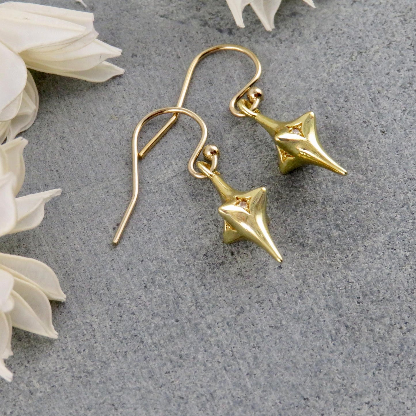 Gold Star Earrings | Gold CZ Star Earrings | North Star Earrings | Sparkly Star Earrings | Gold Star Guidance Earrings | Starburst Earrings