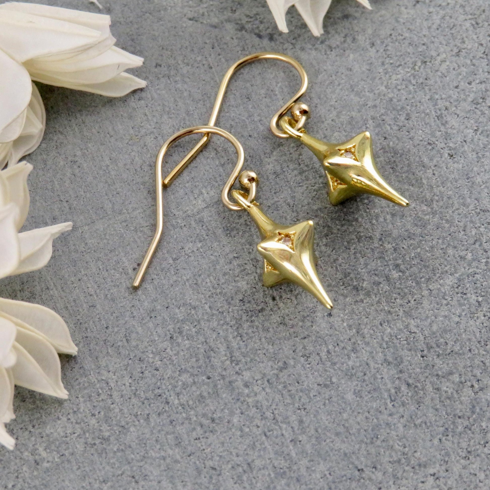 Gold Star Earrings | Gold CZ Star Earrings | North Star Earrings | Sparkly Star Earrings | Gold Star Guidance Earrings | Starburst Earrings