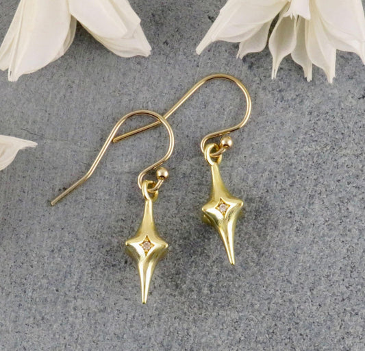 Gold Star Earrings | Gold CZ Star Earrings | North Star Earrings | Sparkly Star Earrings | Gold Star Guidance Earrings | Starburst Earrings