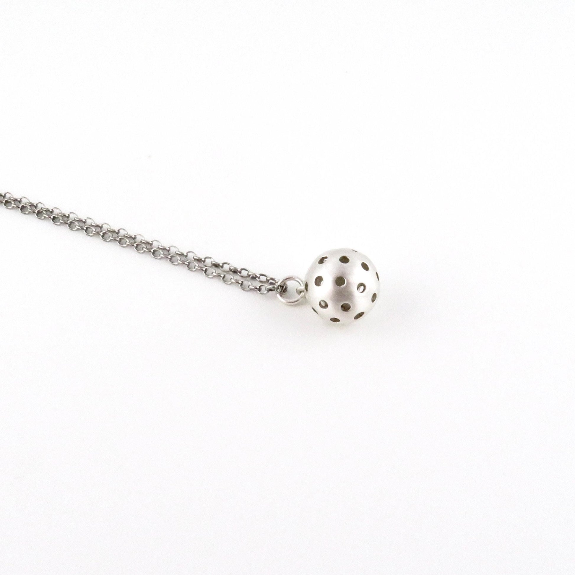 Pickleball Necklace | Sterling Pickleball Pendant | Silver Pickleball Charm Necklace | Pickle Ball Racquet Pendant | Pickleball Lover Gift