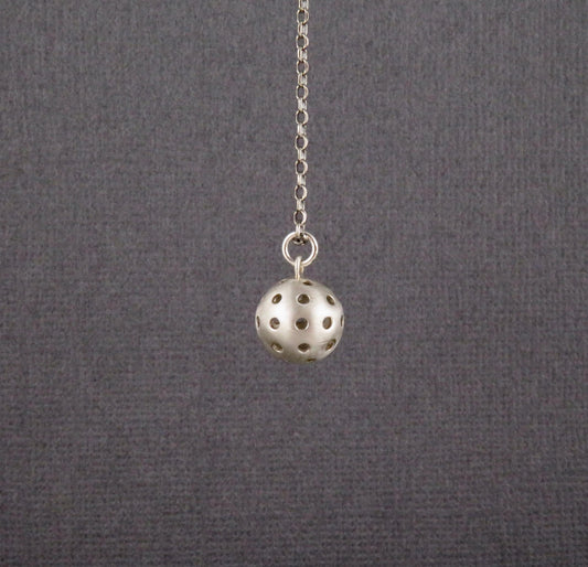 Pickleball Necklace | Sterling Pickleball Pendant | Silver Pickleball Charm Necklace | Pickle Ball Racquet Pendant | Pickleball Lover Gift