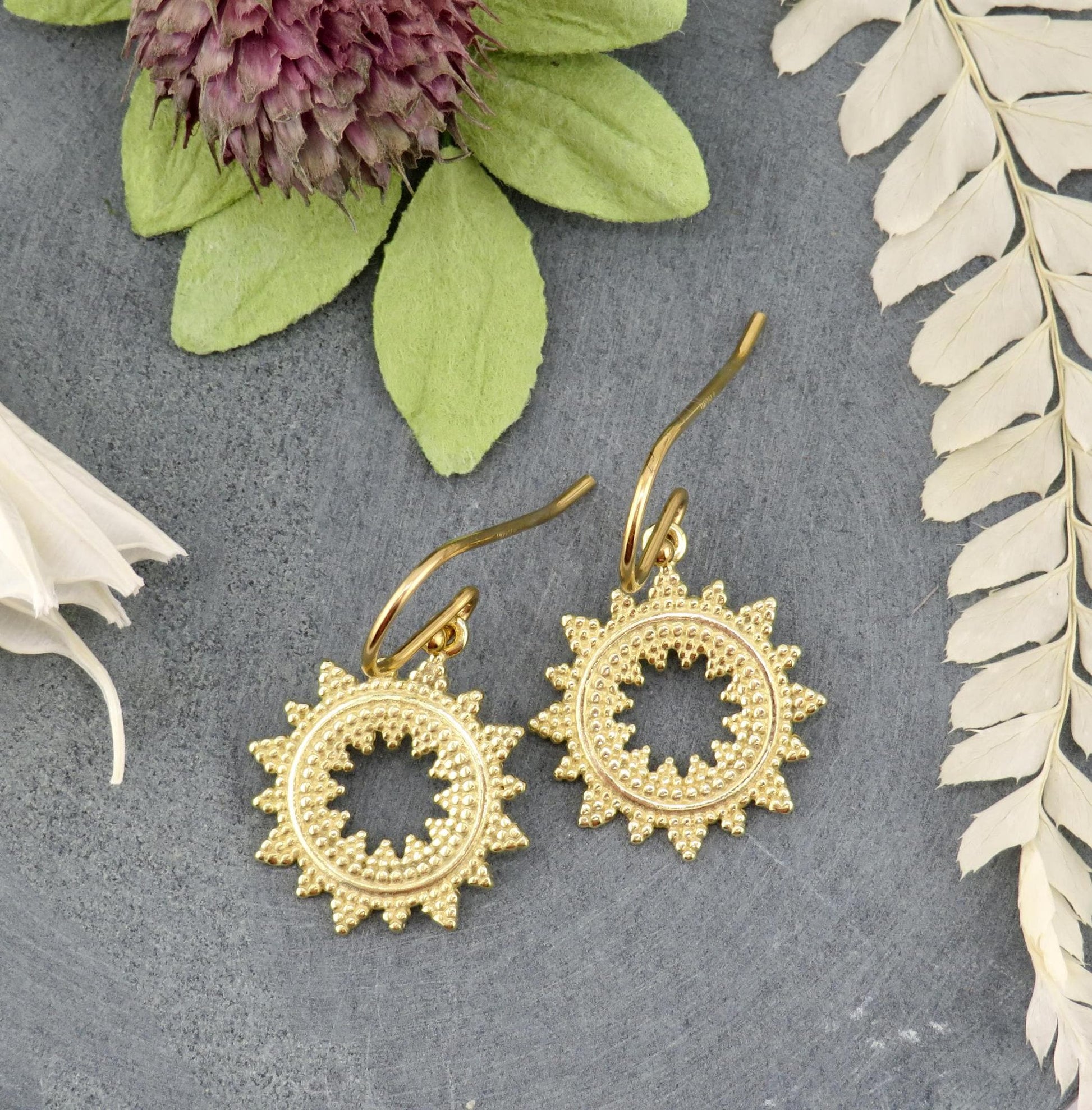 Gold Mandala Earrings | Gold Geometric Earrings | Geometric Gold Earrings | Gold Starburst Earrings | Open Mandala Earrings | Gold SunBursts