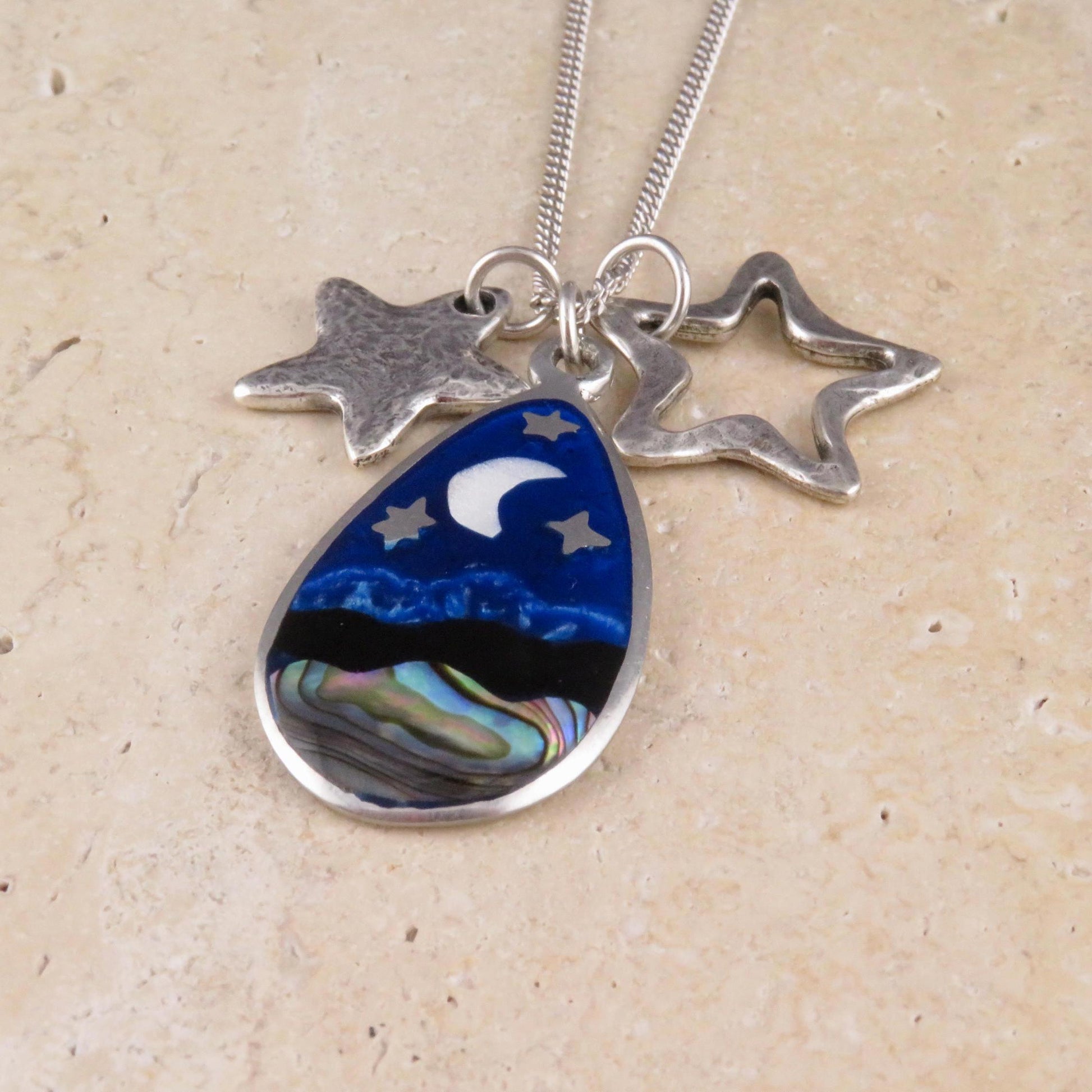 Abalone Night Sky & Stars Necklace
