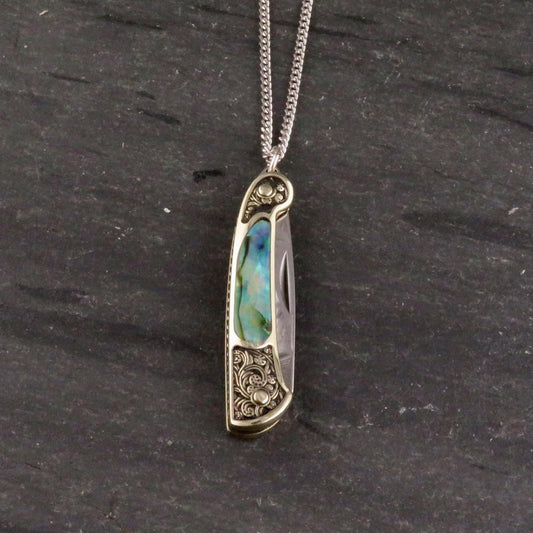 Abalone Knife Necklace | Small Pocketknife Necklace | Mini Knife Necklace | Small Pocketknife Necklace | Abalone Knife Pendant | Mini Knife