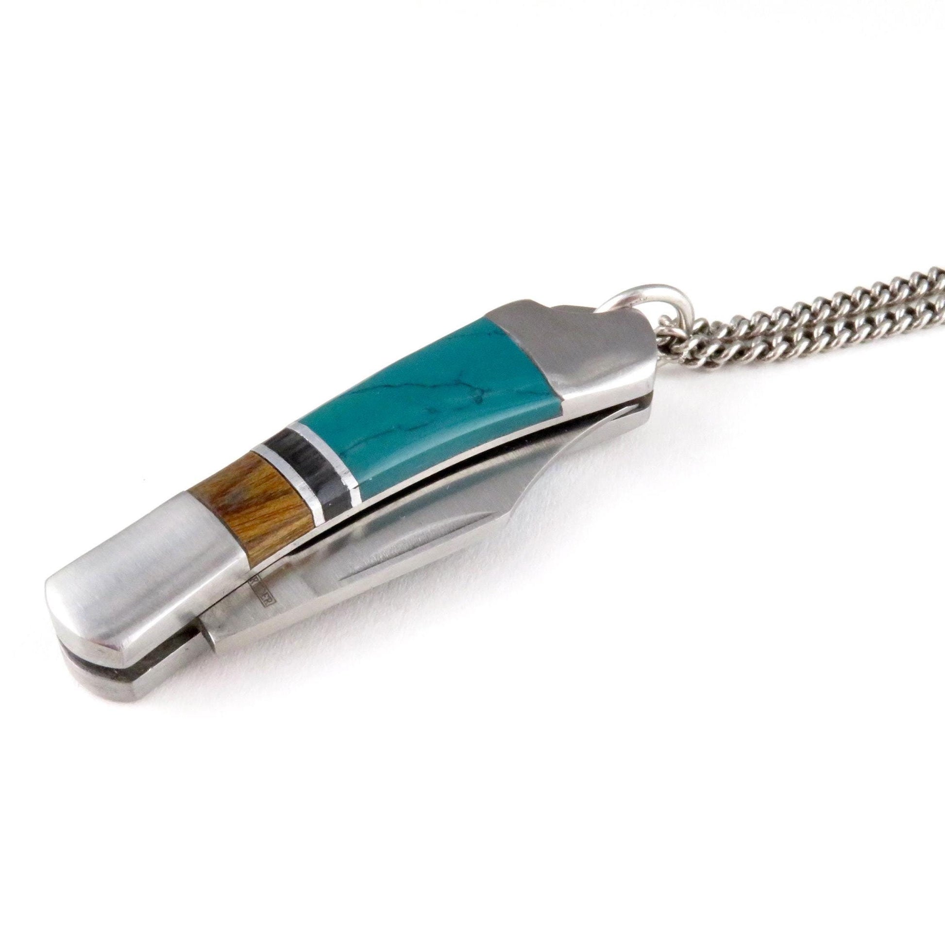 Pocketknife Necklace | Mini Knife Necklace | Turquoise Pocketknife Pendant | Silver Knife Pendant | Unique Pocketknife Pendant | Small Knife
