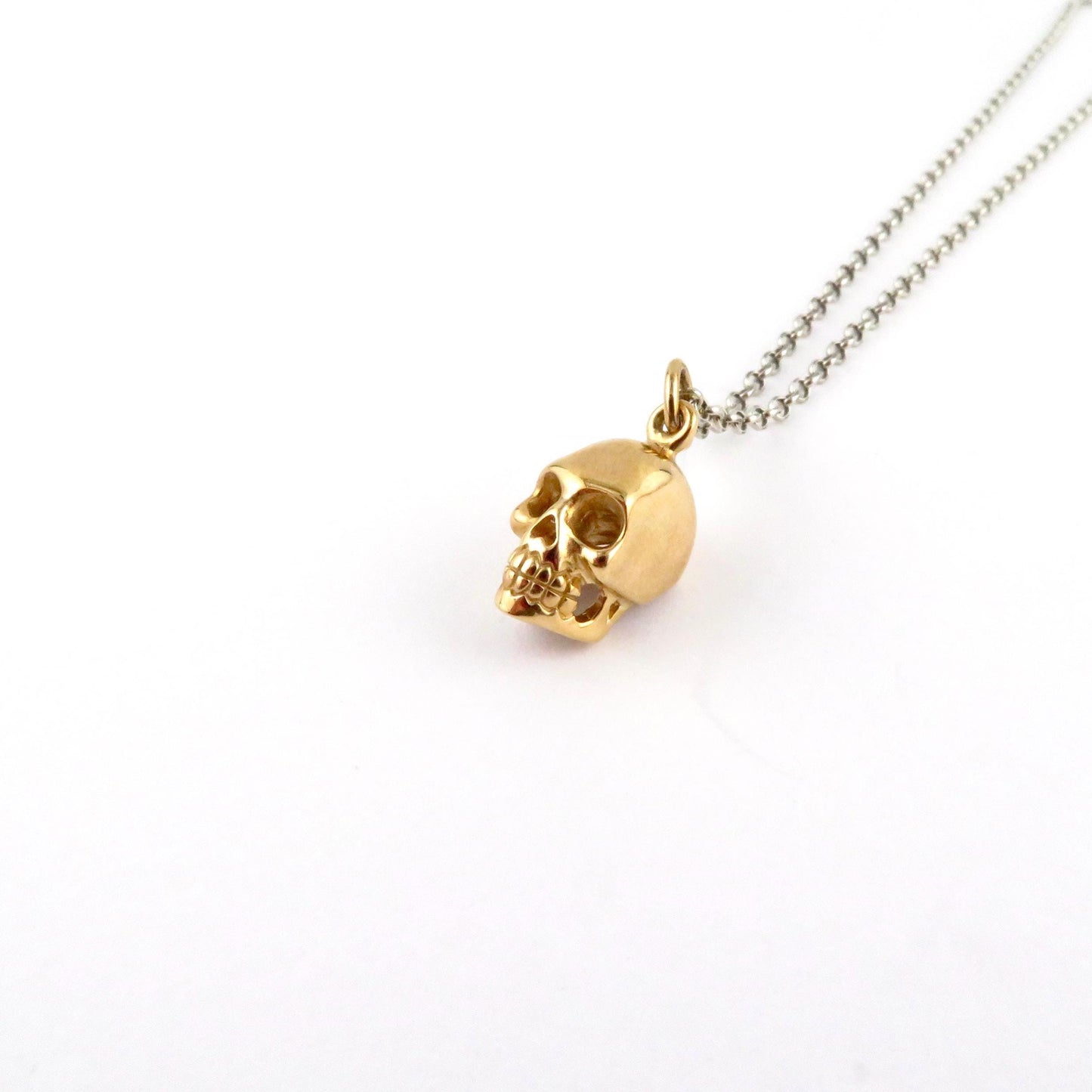Small Skull Necklace | Tiny Gold Skull Necklace | Gold Mini Skull Charm | Tiny Gold Skull | 3D Skull Necklace | Little Gold Skull Necklace