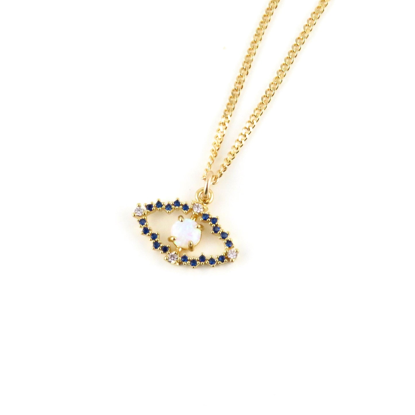 Gold Evil Eye Necklace | Gold Opal Eye Necklace | Gold CZ Opal Evil Eye | Goldfilled Evil Eye Pendant | Sparkly Eye Necklace | Blue Opal Eye