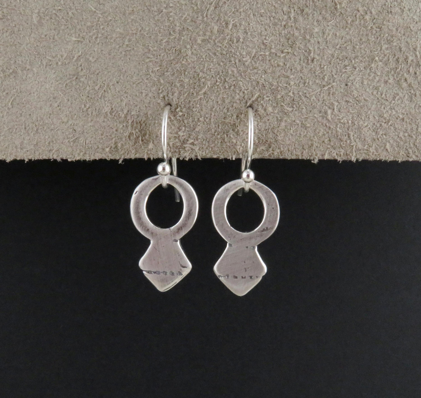 Rustic Silver Earrings | Simple Sterling Earrings | Tribal Earrings | Natural Silver Earrings |Sterling Geometric Earrings | Keyhole Earring