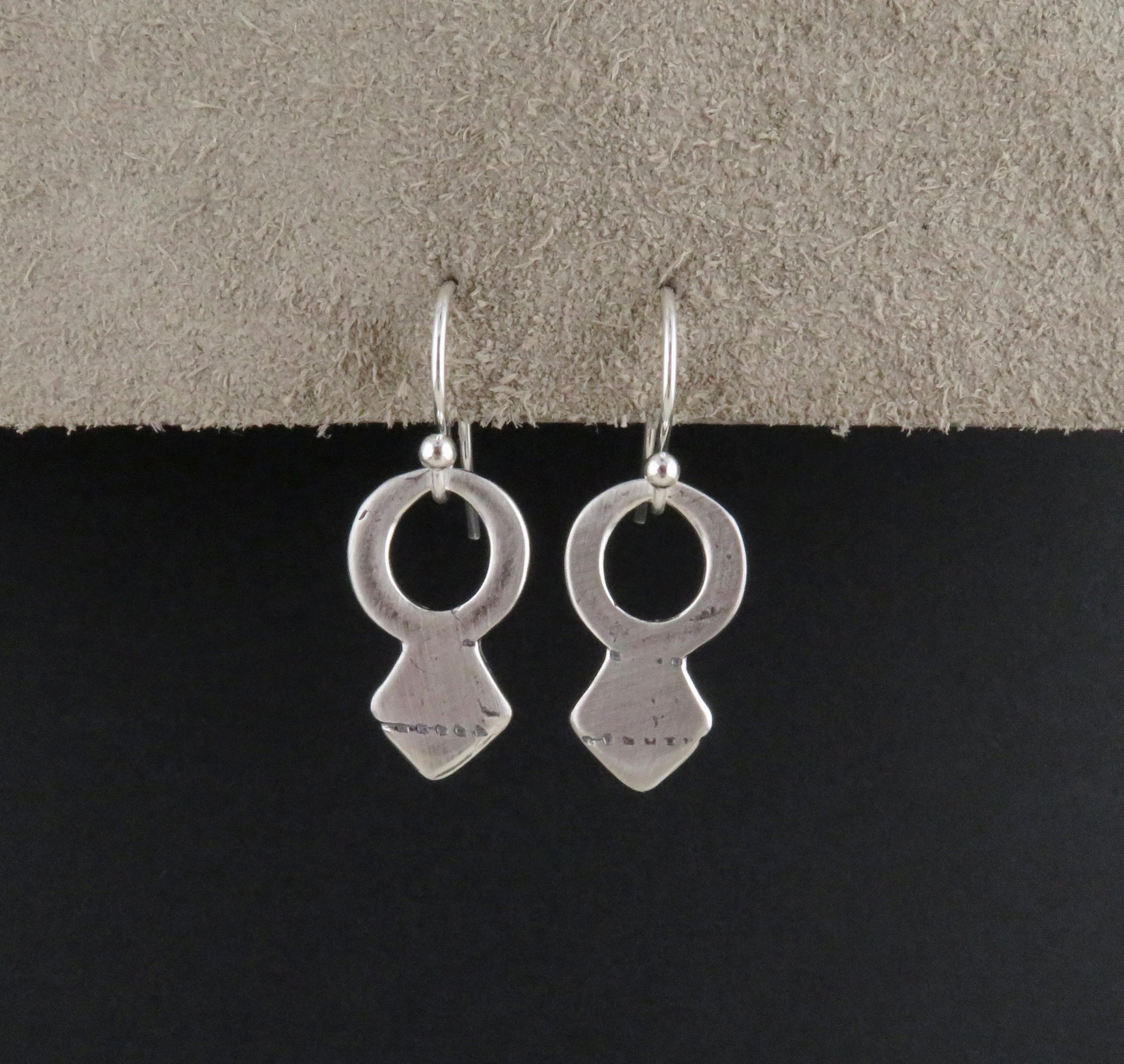 Rustic Silver Earrings | Simple Sterling Earrings | Tribal Earrings | Natural Silver Earrings |Sterling Geometric Earrings | Keyhole Earring