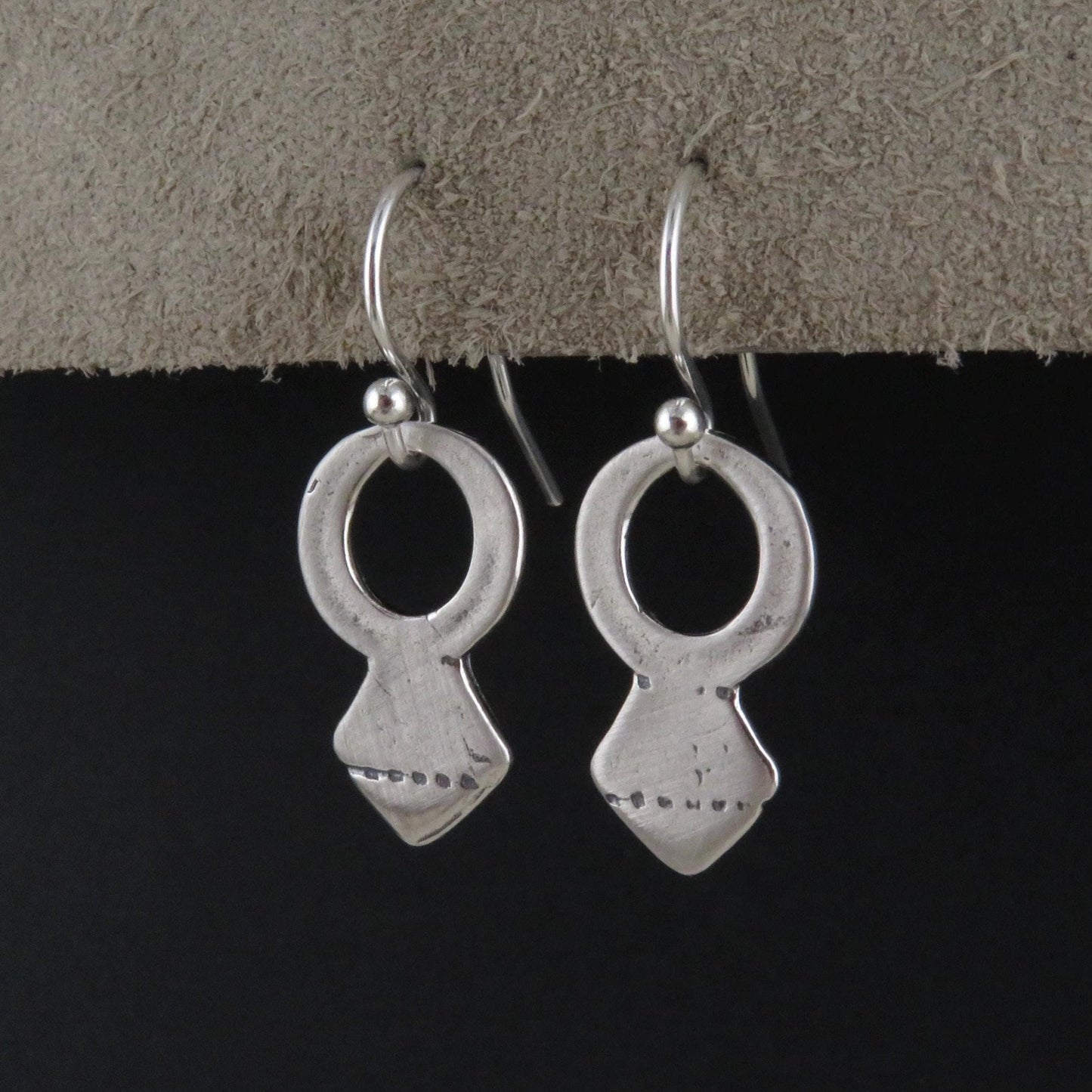 Rustic Silver Earrings | Simple Sterling Earrings | Tribal Earrings | Natural Silver Earrings |Sterling Geometric Earrings | Keyhole Earring