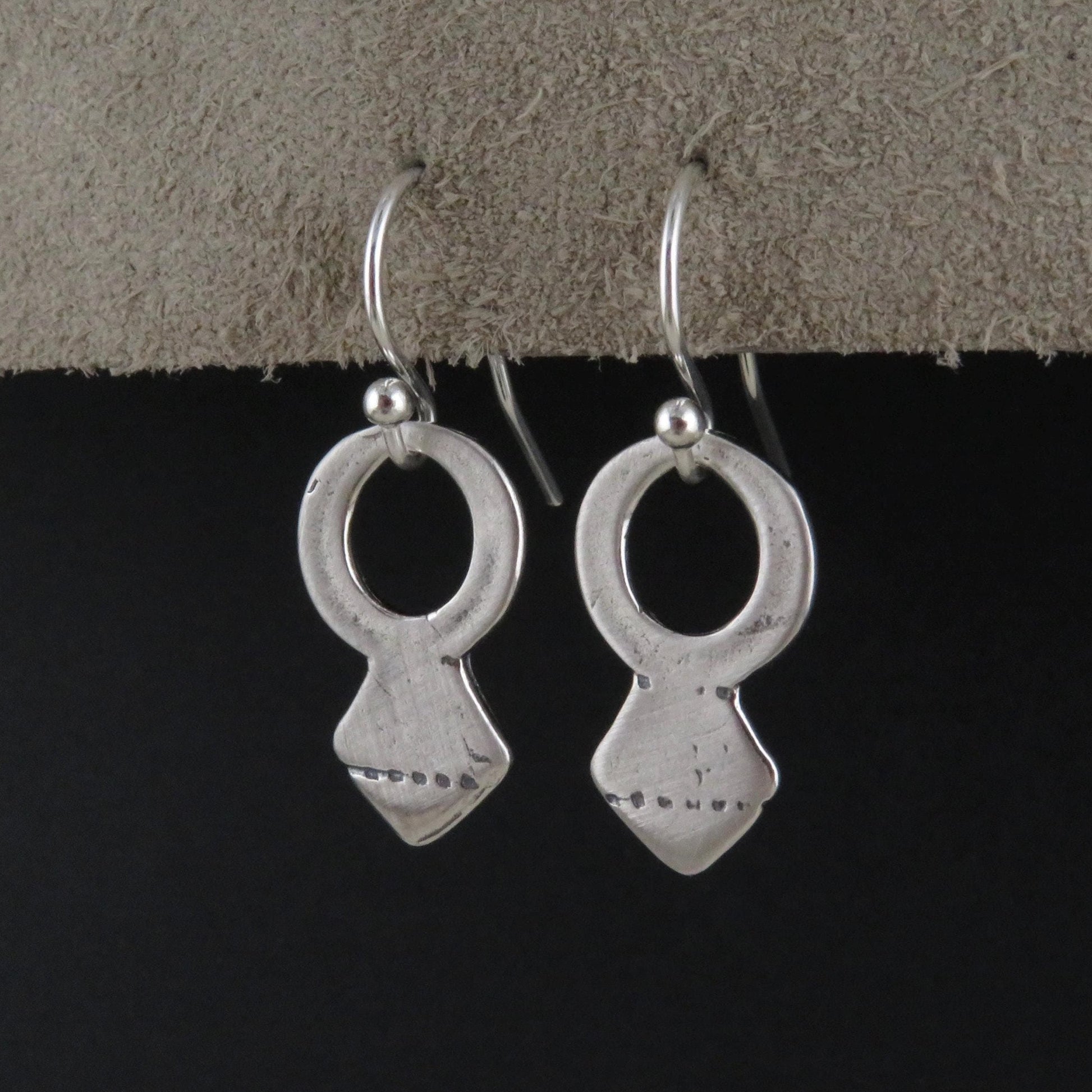 Rustic Silver Earrings | Simple Sterling Earrings | Tribal Earrings | Natural Silver Earrings |Sterling Geometric Earrings | Keyhole Earring
