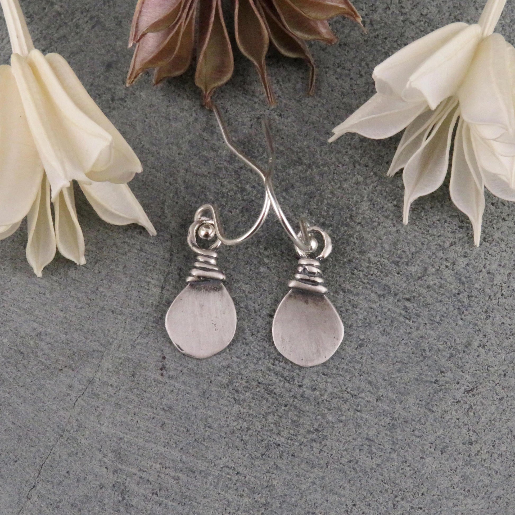 Simple Sterling Earrings | Tribal Silver Earrings | Natural Silver Earrings | Sterling Geometric Earrings | Silver Teardrop Earrings