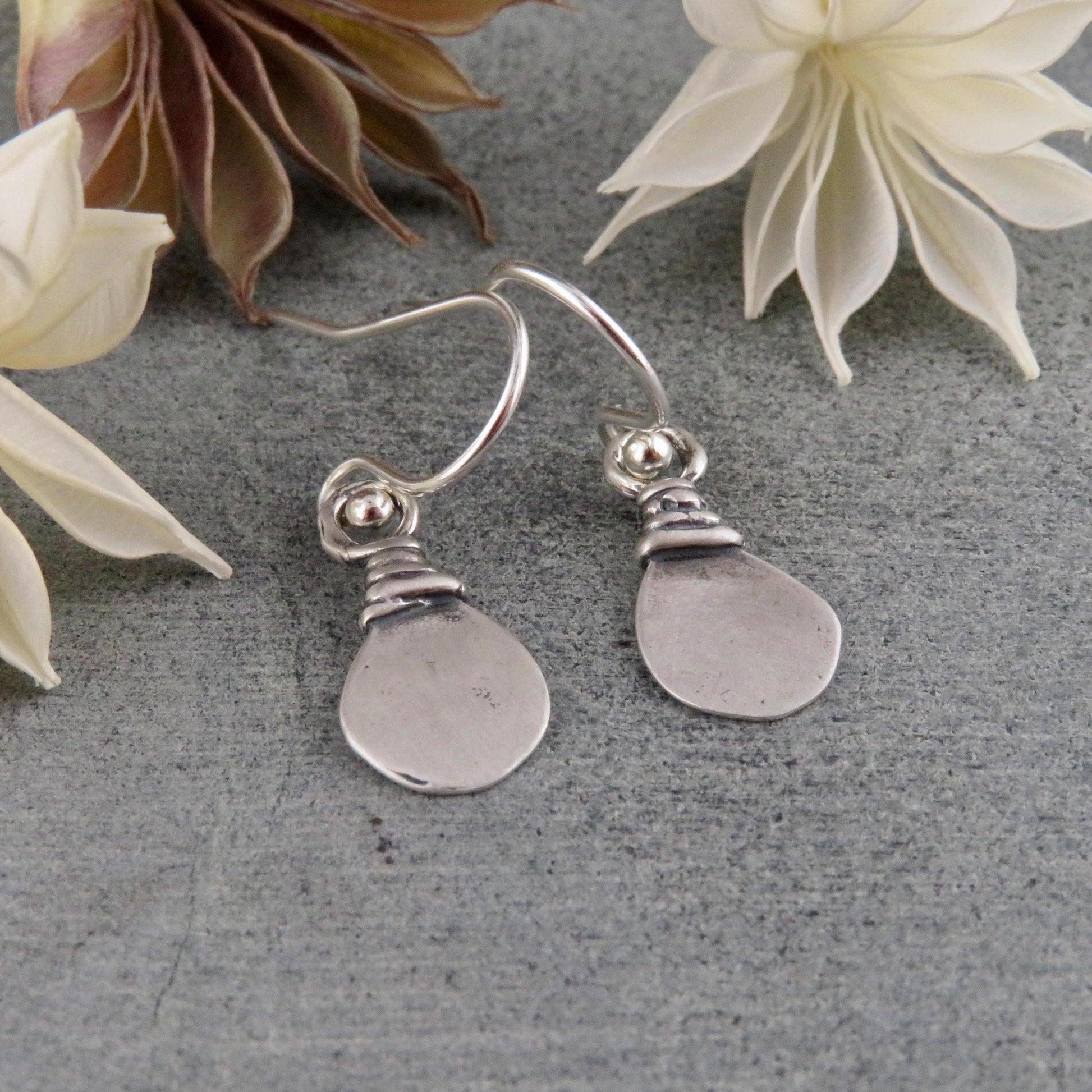 Simple Sterling Earrings | Tribal Silver Earrings | Natural Silver Earrings | Sterling Geometric Earrings | Silver Teardrop Earrings