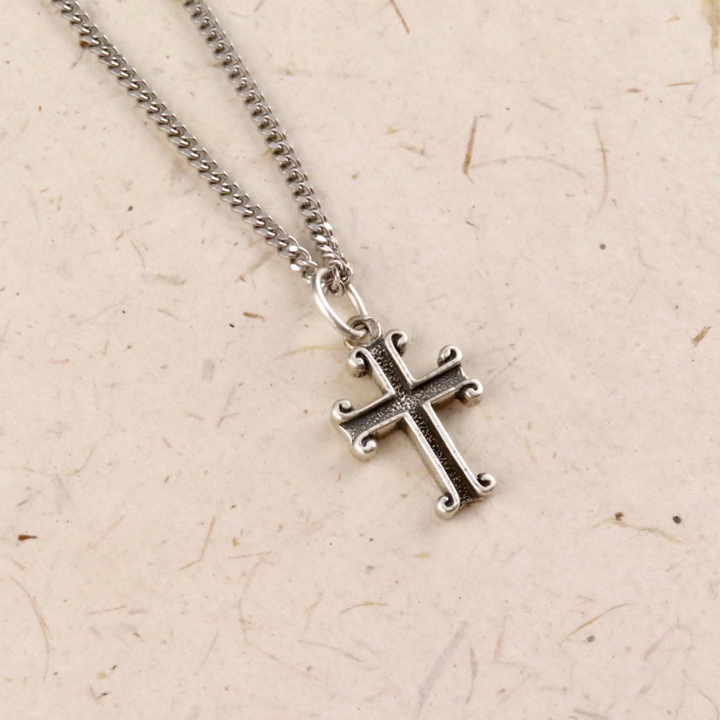 Silver Cross Necklace | Rustic Cross Necklace | Sterling Cross Pendant | Silver Unisex Cross | Unique Cross Pendant | Sterling Cross Charm