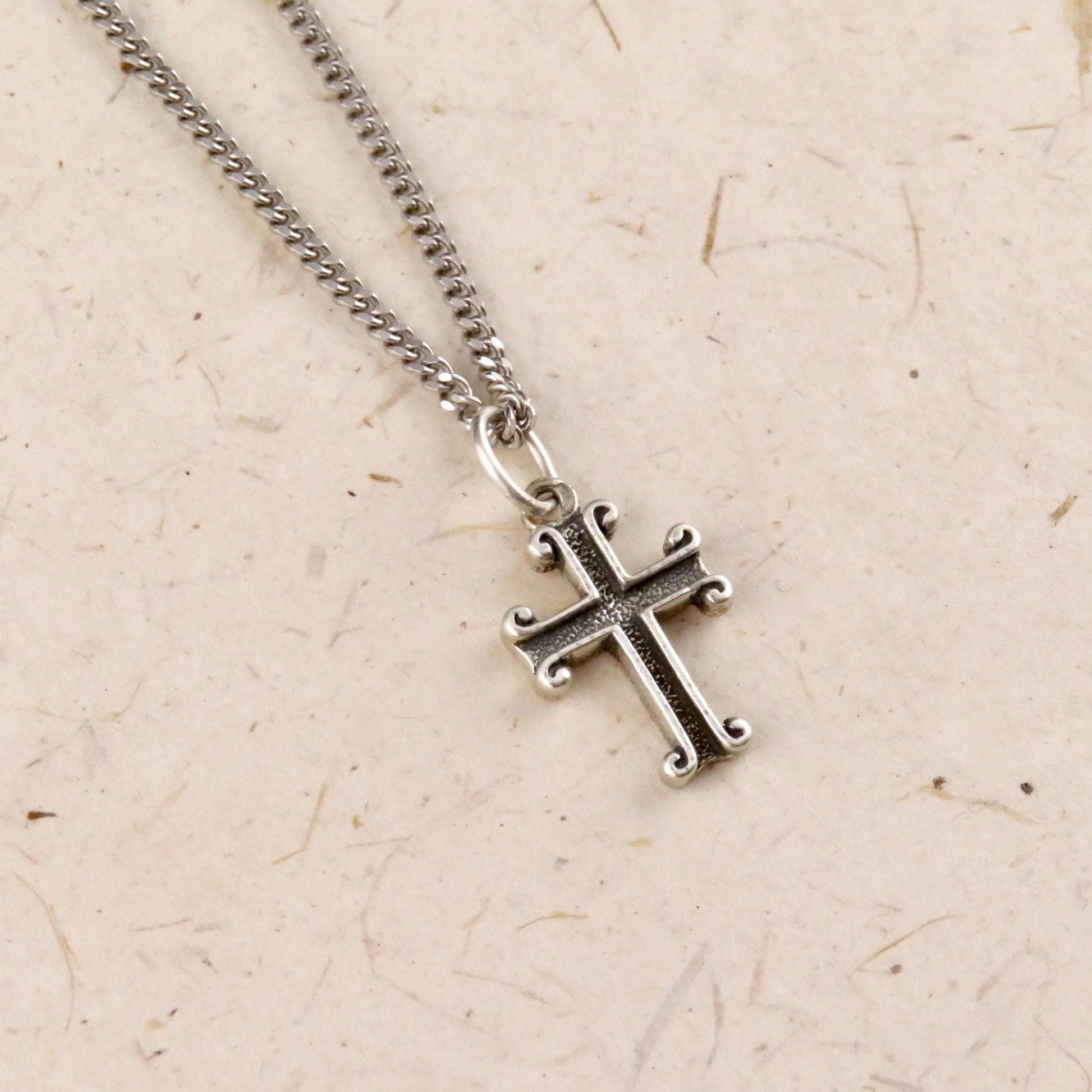 Silver Cross Necklace | Rustic Cross Necklace | Sterling Cross Pendant | Silver Unisex Cross | Unique Cross Pendant | Sterling Cross Charm