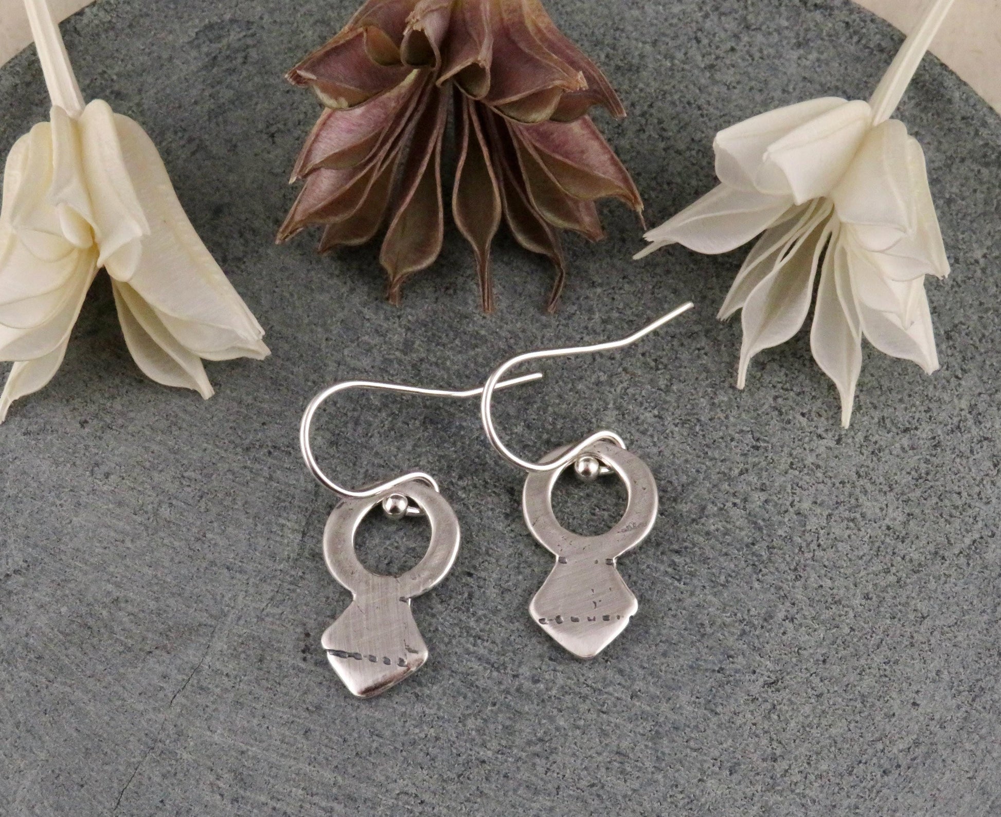 Rustic Silver Necklace | Simple Silver Necklace | Unique Geo Silver Pendant | Natural Silver Necklace | Tribal Sterling Necklace | Keyhole