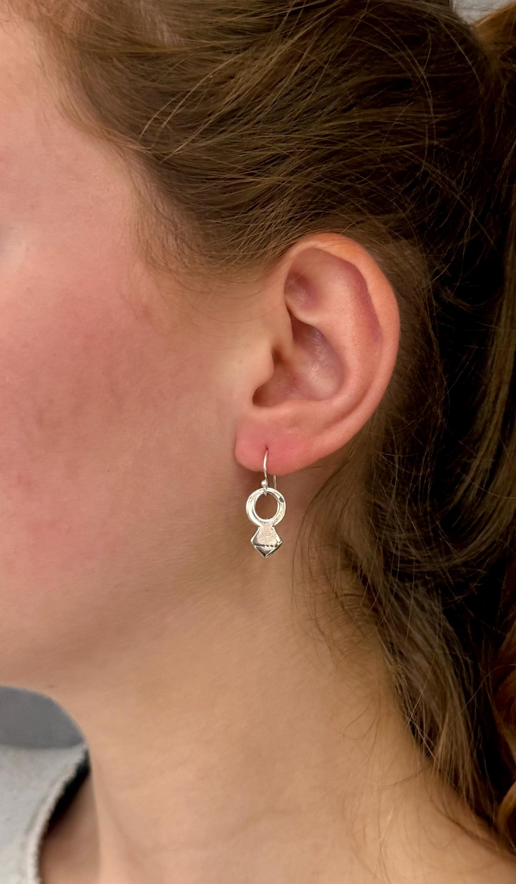 Rustic Silver Earrings | Simple Sterling Earrings | Tribal Earrings | Natural Silver Earrings |Sterling Geometric Earrings | Keyhole Earring