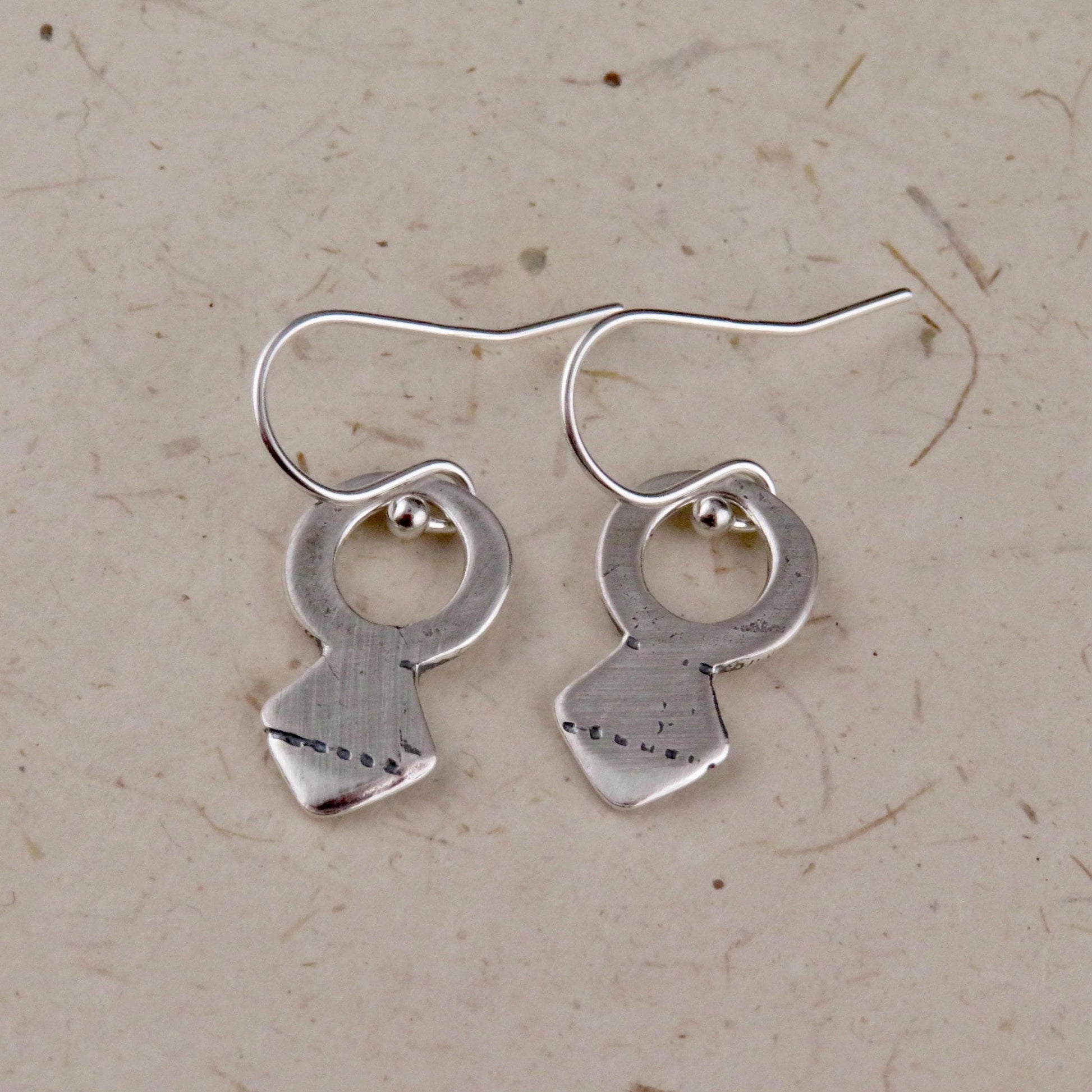 Rustic Silver Earrings | Simple Sterling Earrings | Tribal Earrings | Natural Silver Earrings |Sterling Geometric Earrings | Keyhole Earring
