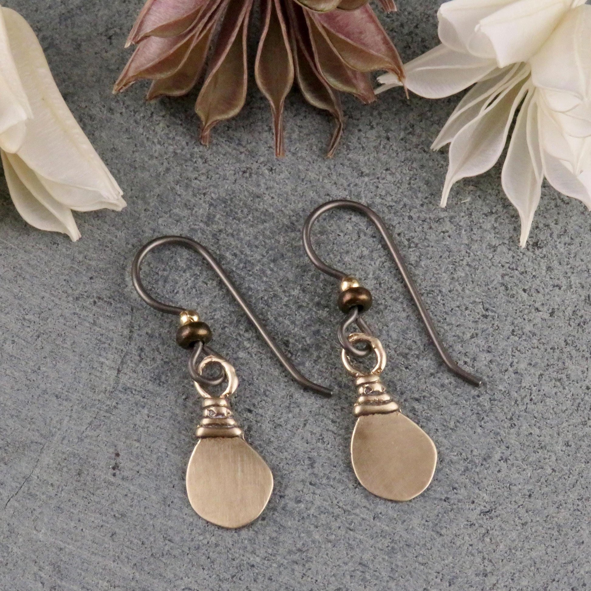 Simple Gold Earrings | Tribal Bronze Earrings | Natural Gold Earrings | Bronze Geometric Earrings | Bronze Teardrop Earrings | Gold Teardrop