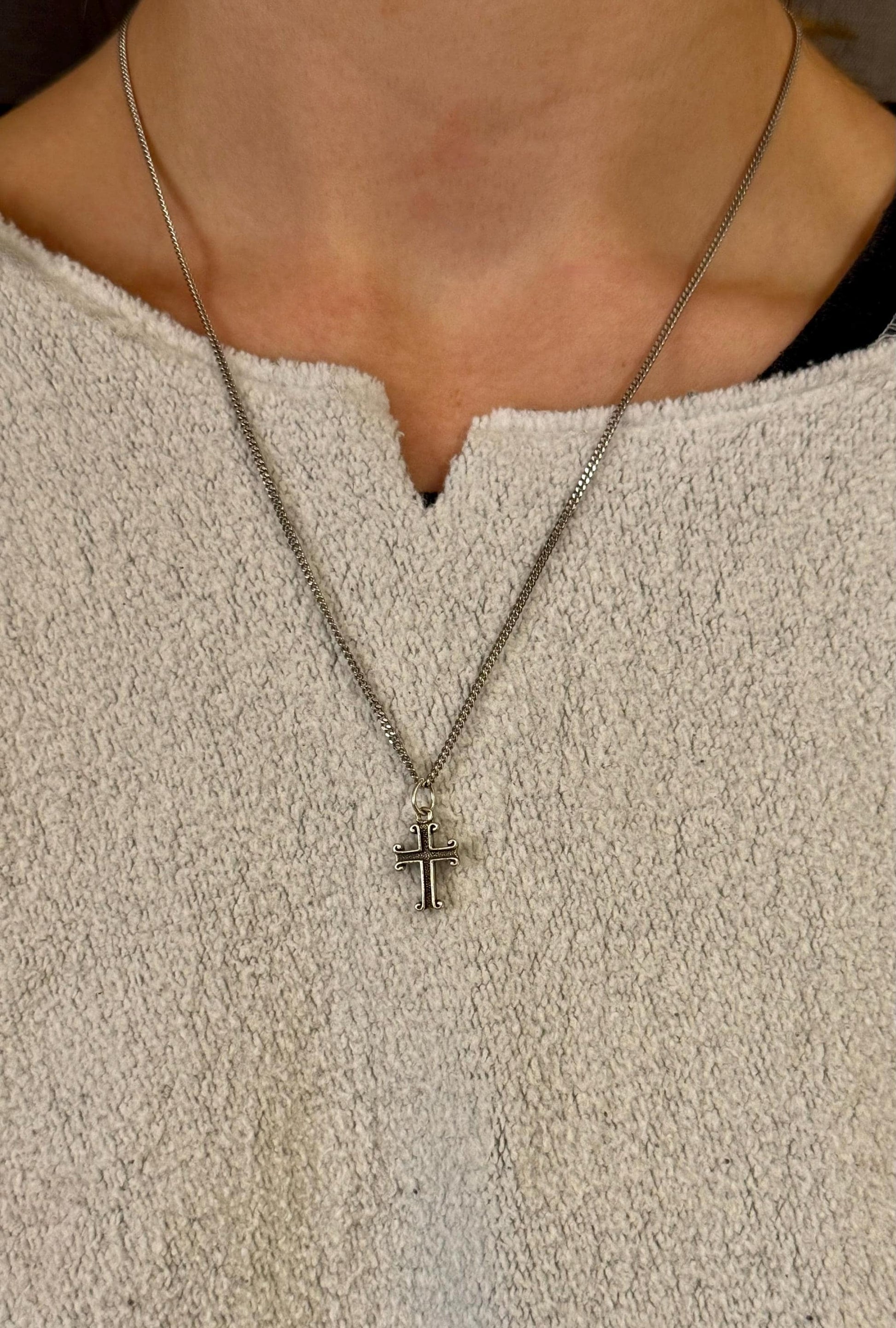 Silver Cross Necklace | Rustic Cross Necklace | Sterling Cross Pendant | Silver Unisex Cross | Unique Cross Pendant | Sterling Cross Charm