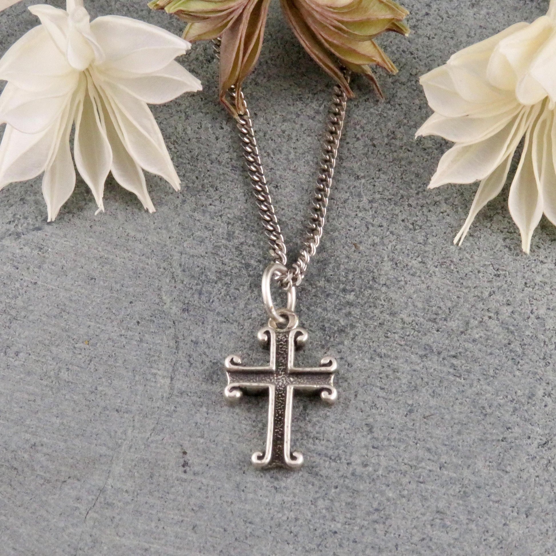 Silver Cross Necklace | Rustic Cross Necklace | Sterling Cross Pendant | Silver Unisex Cross | Unique Cross Pendant | Sterling Cross Charm