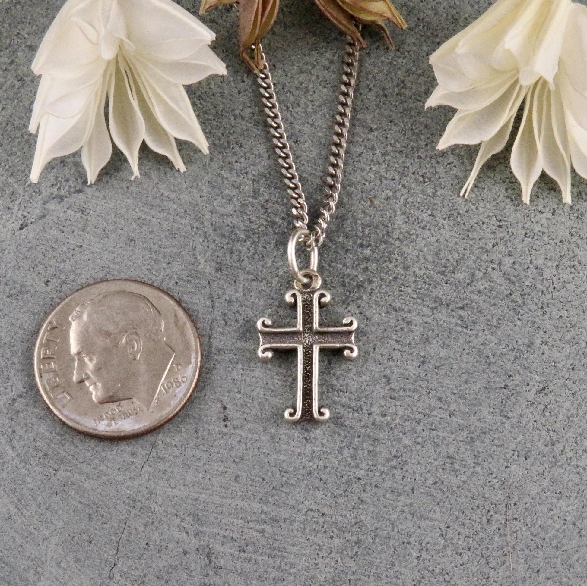 Silver Cross Necklace | Rustic Cross Necklace | Sterling Cross Pendant | Silver Unisex Cross | Unique Cross Pendant | Sterling Cross Charm