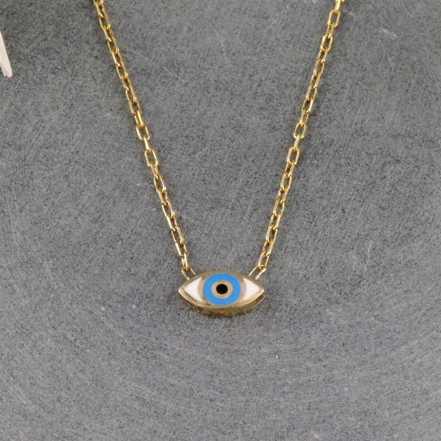 Gold Evil Eye Necklace | Gold Tiny Eye Necklace | Gold Vermeil Enamel Eye | Mini Eye Charm Necklace | Small Evil Eye Protection Necklace