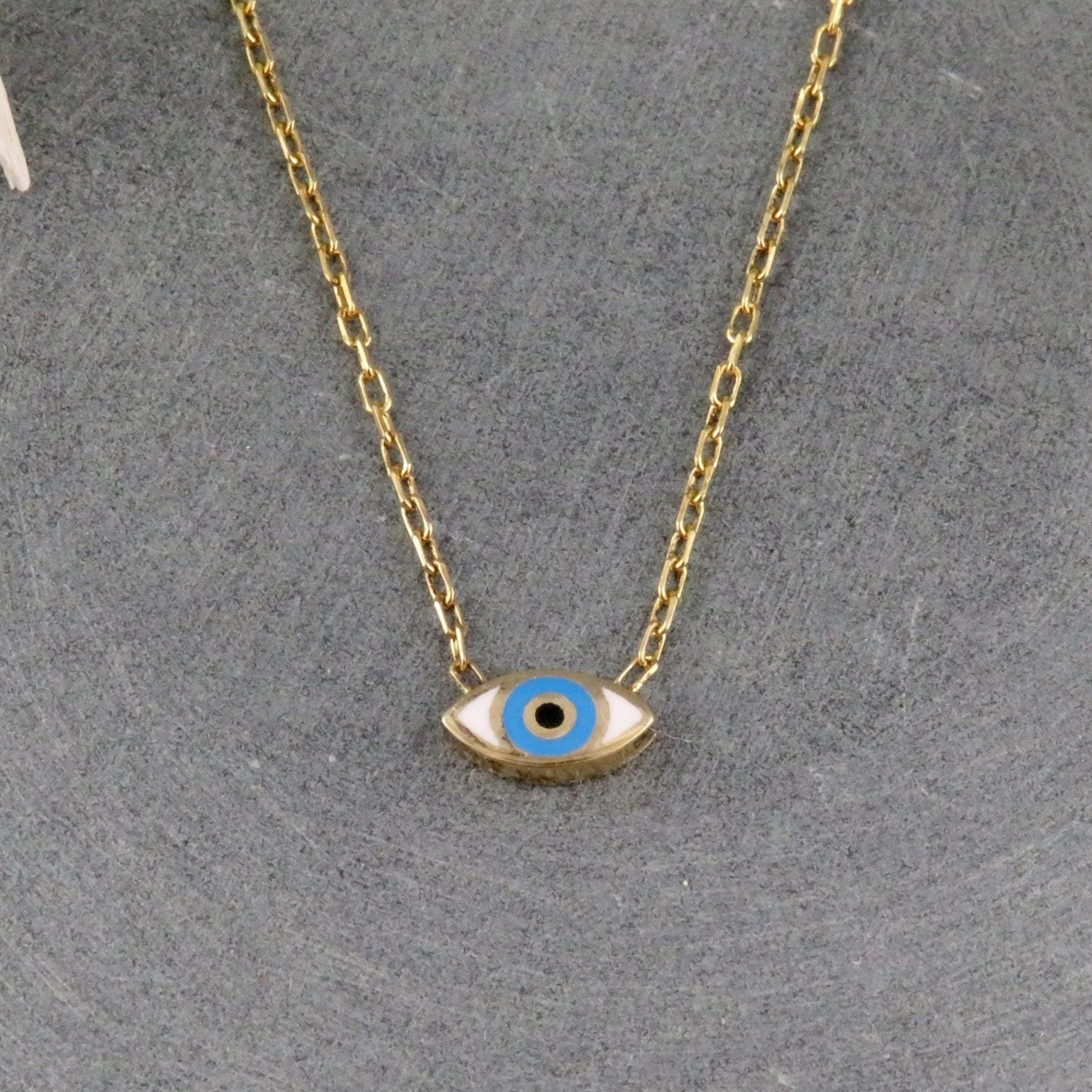 Gold Evil Eye Necklace | Gold Tiny Eye Necklace | Gold Vermeil Enamel Eye | Mini Eye Charm Necklace | Small Evil Eye Protection Necklace