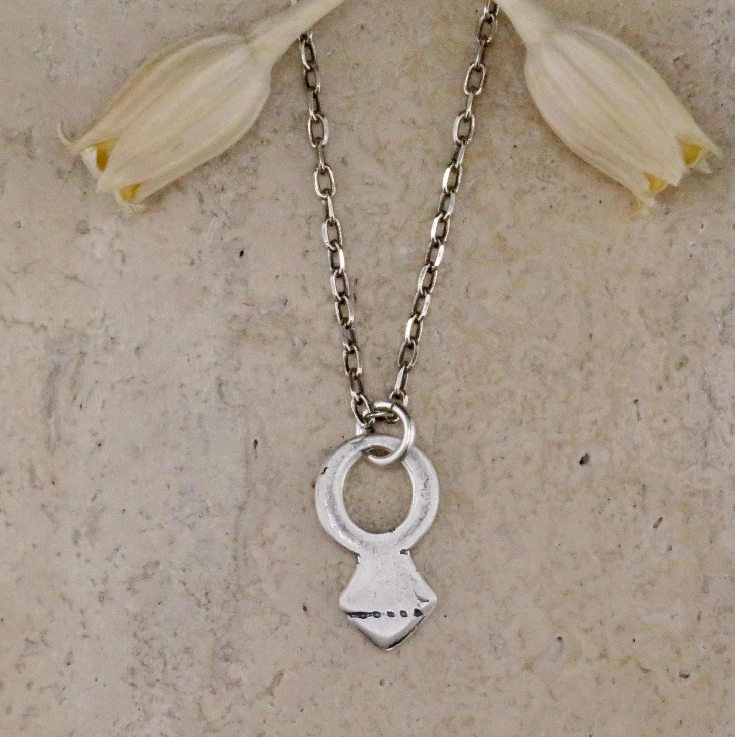 Rustic Silver Necklace | Simple Silver Necklace | Unique Geo Silver Pendant | Natural Silver Necklace | Tribal Sterling Necklace | Keyhole