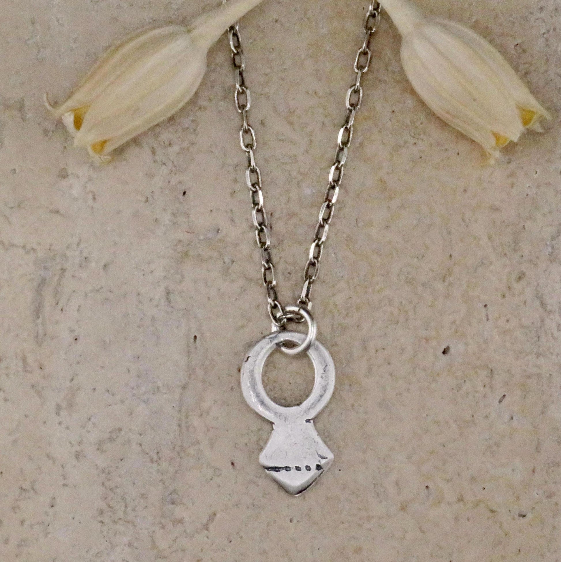 Rustic Silver Necklace | Simple Silver Necklace | Unique Geo Silver Pendant | Natural Silver Necklace | Tribal Sterling Necklace | Keyhole
