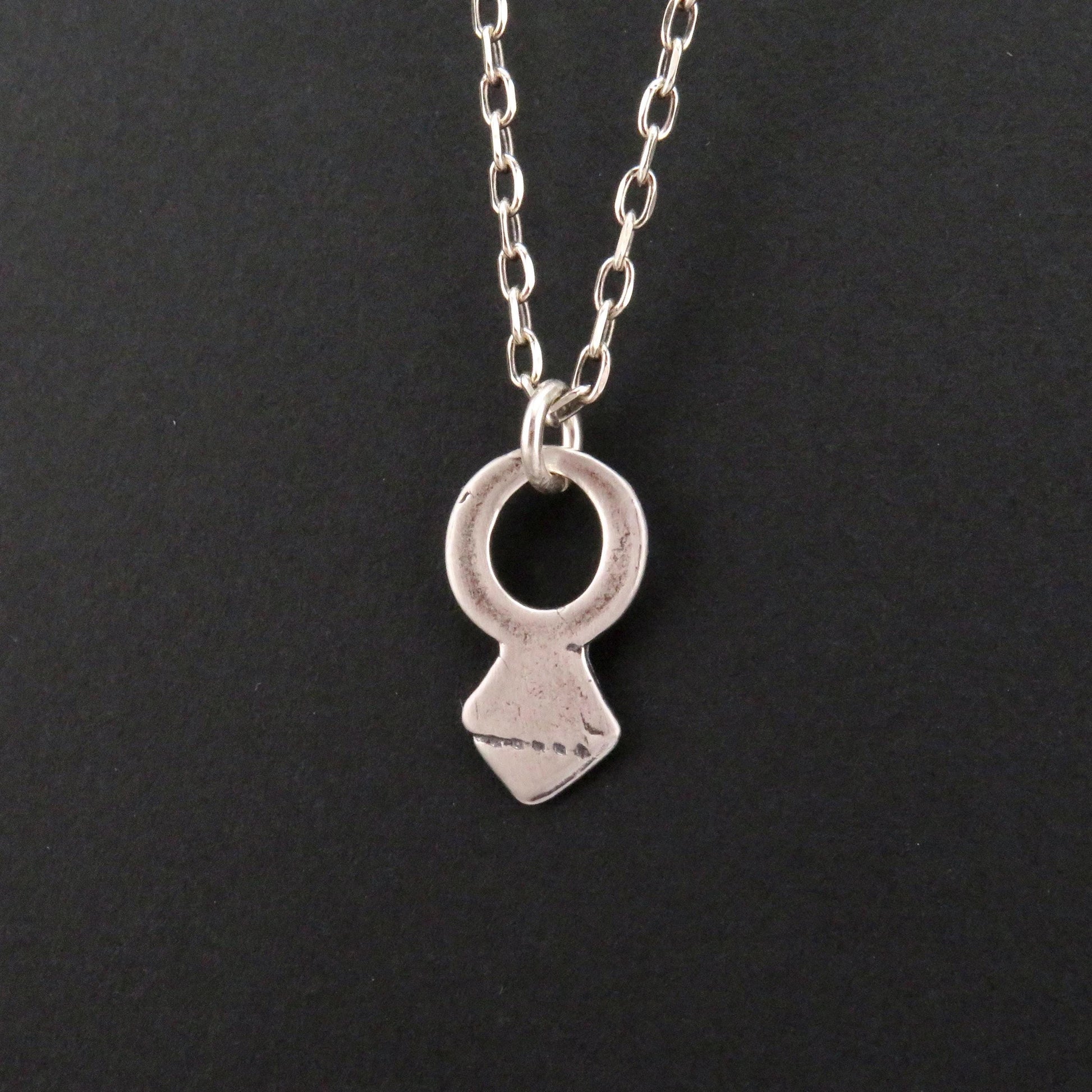 Rustic Silver Necklace | Simple Silver Necklace | Unique Geo Silver Pendant | Natural Silver Necklace | Tribal Sterling Necklace | Keyhole