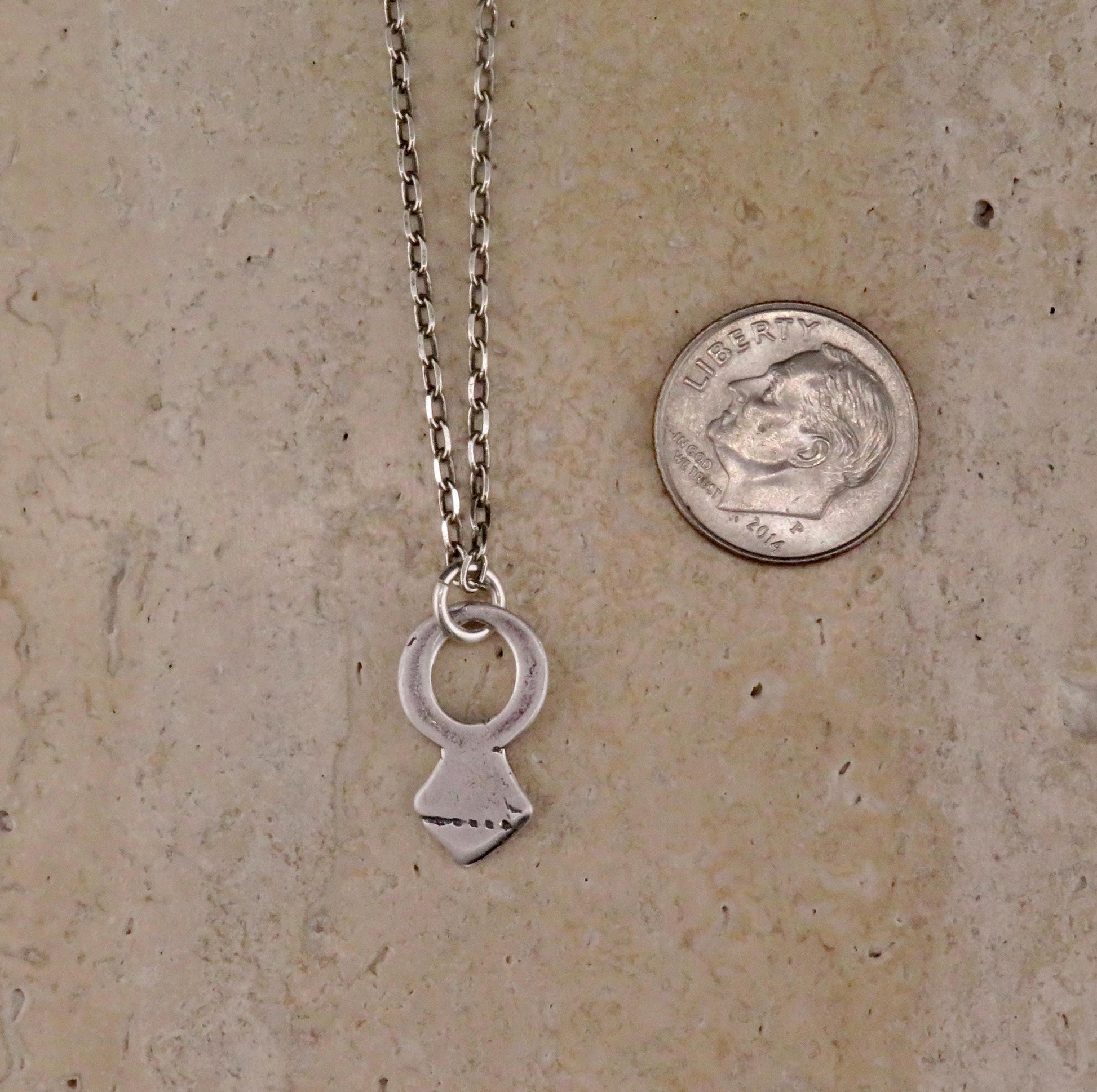 Rustic Silver Necklace | Simple Silver Necklace | Unique Geo Silver Pendant | Natural Silver Necklace | Tribal Sterling Necklace | Keyhole