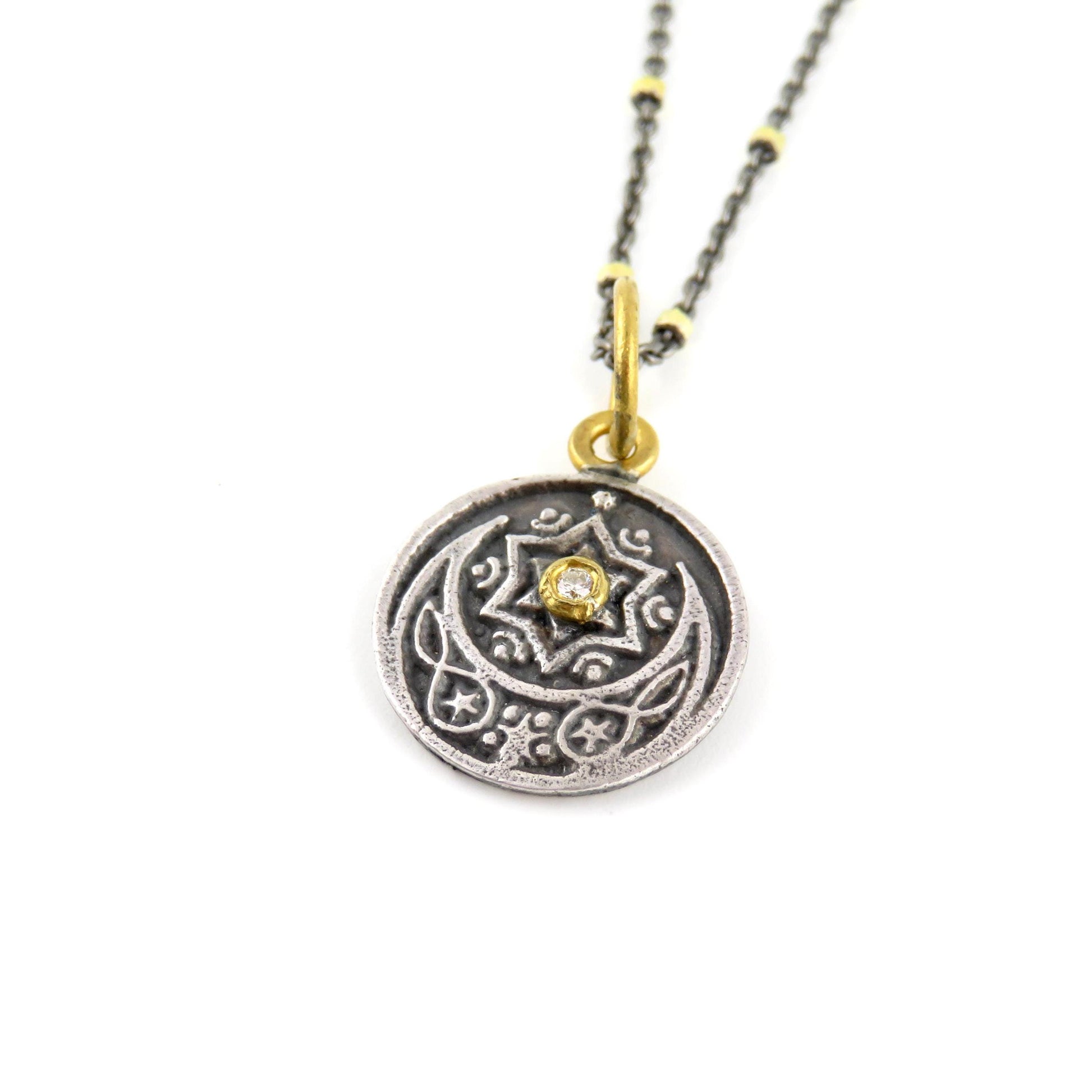 Star David Vintage Pendant | Sterling Gold Jewish Star Pendant | Unique Vintage Star Necklace | Mixed Metal Star David | Vintage Jewish Star